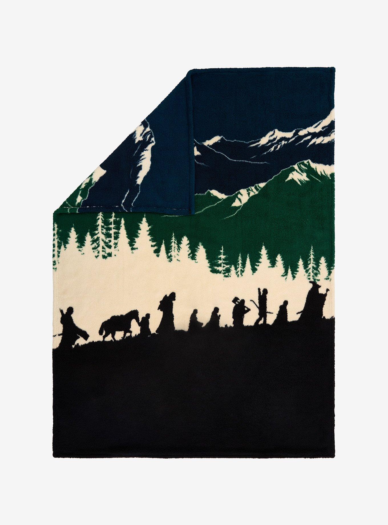 The Lord of The Rings Fellowship Mountain Silhouette Sherpa Throw - BoxLunch Exclusive, , alternate
