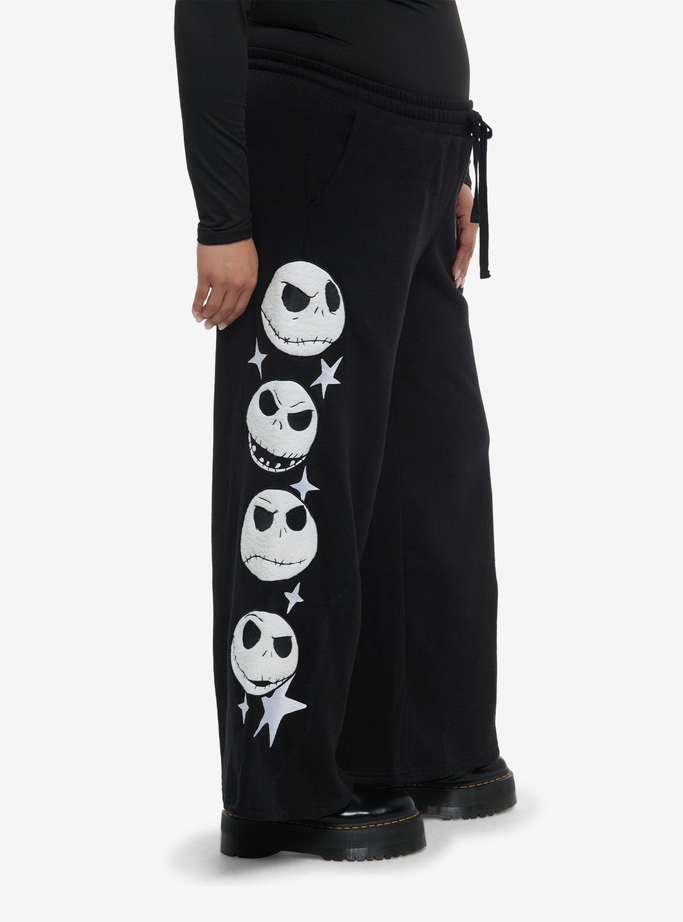 Her Universe The Nightmare Before Christmas Jack Faces Wide Leg Girls Lounge Pants Plus Size, BLACK, alternate
