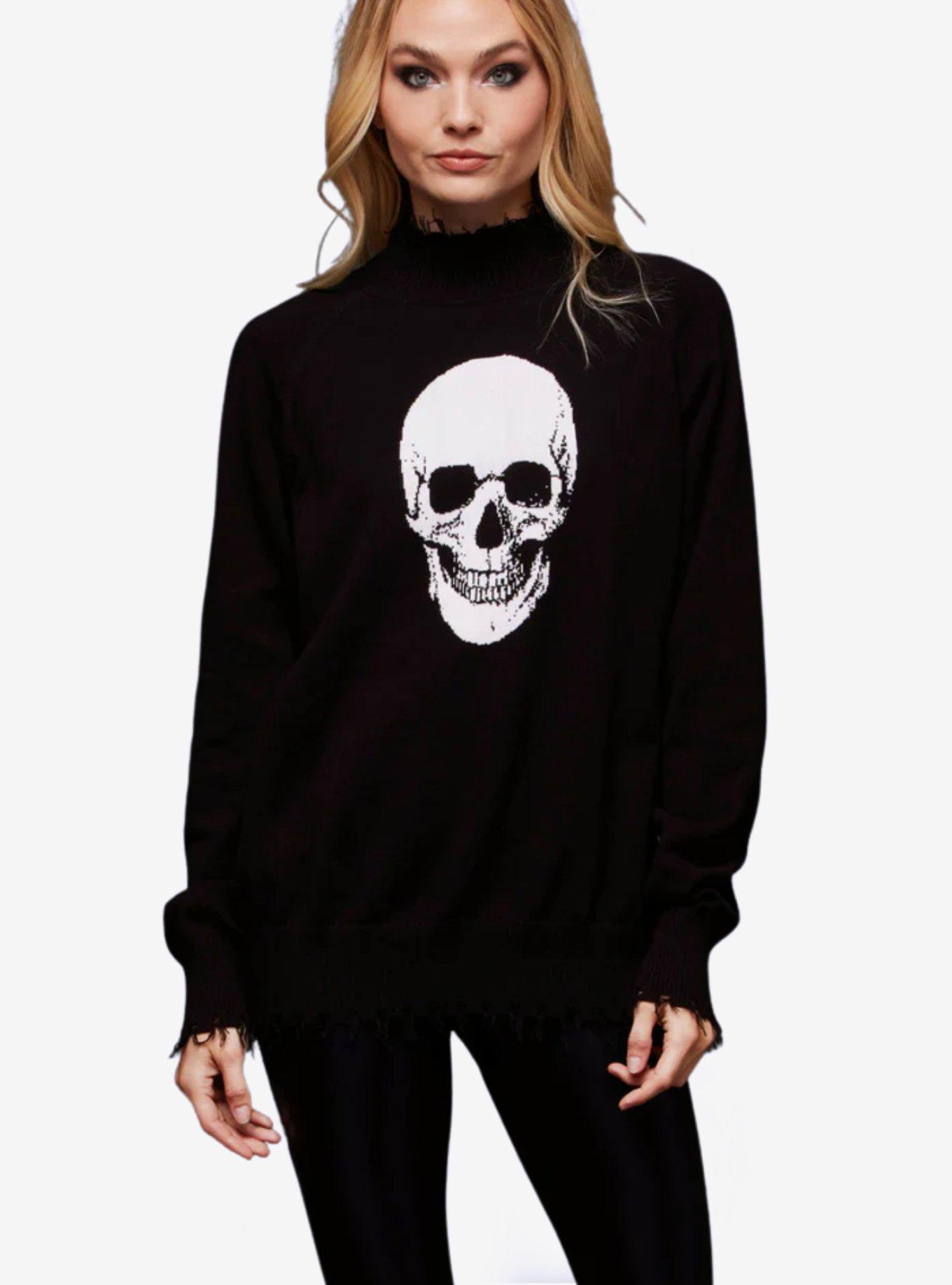 Ripped Skull Grunge Skeleton Sweater, , hi-res