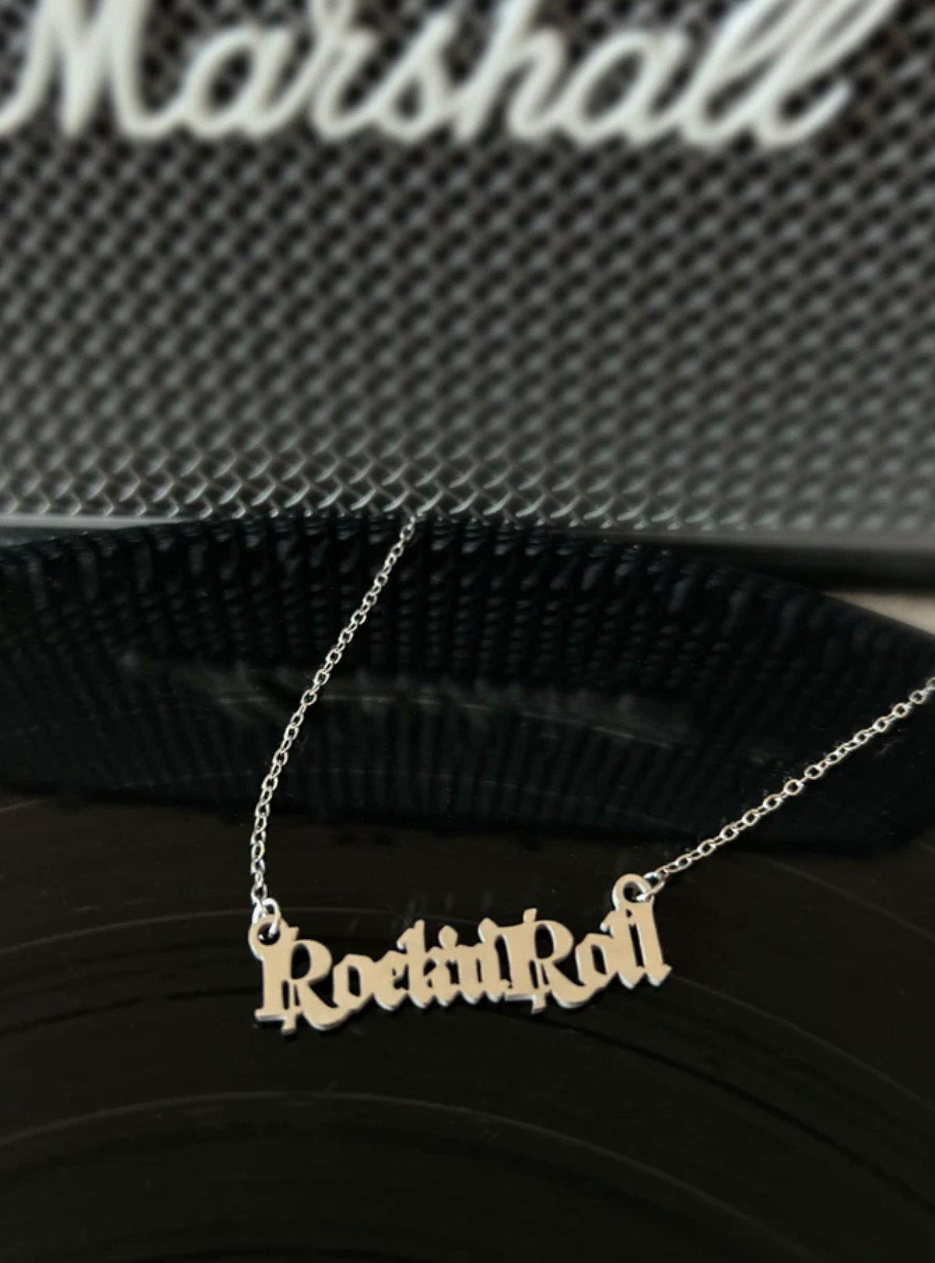 Rock 'n' Roll Script Stainless Steel Necklace, , hi-res