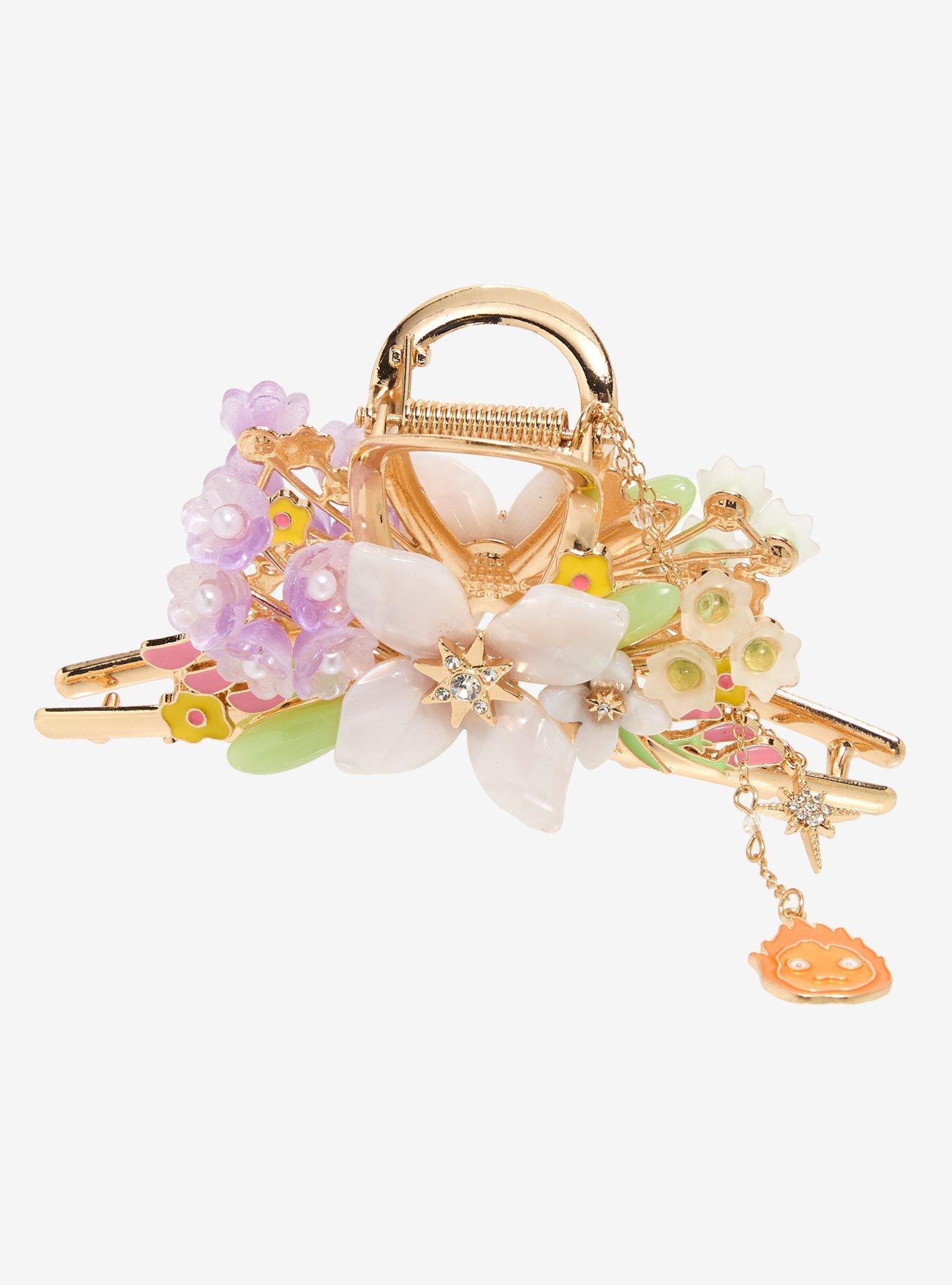 Studio Ghibli Howl's Moving Castle Floral Calcifer Claw Clip with Charm