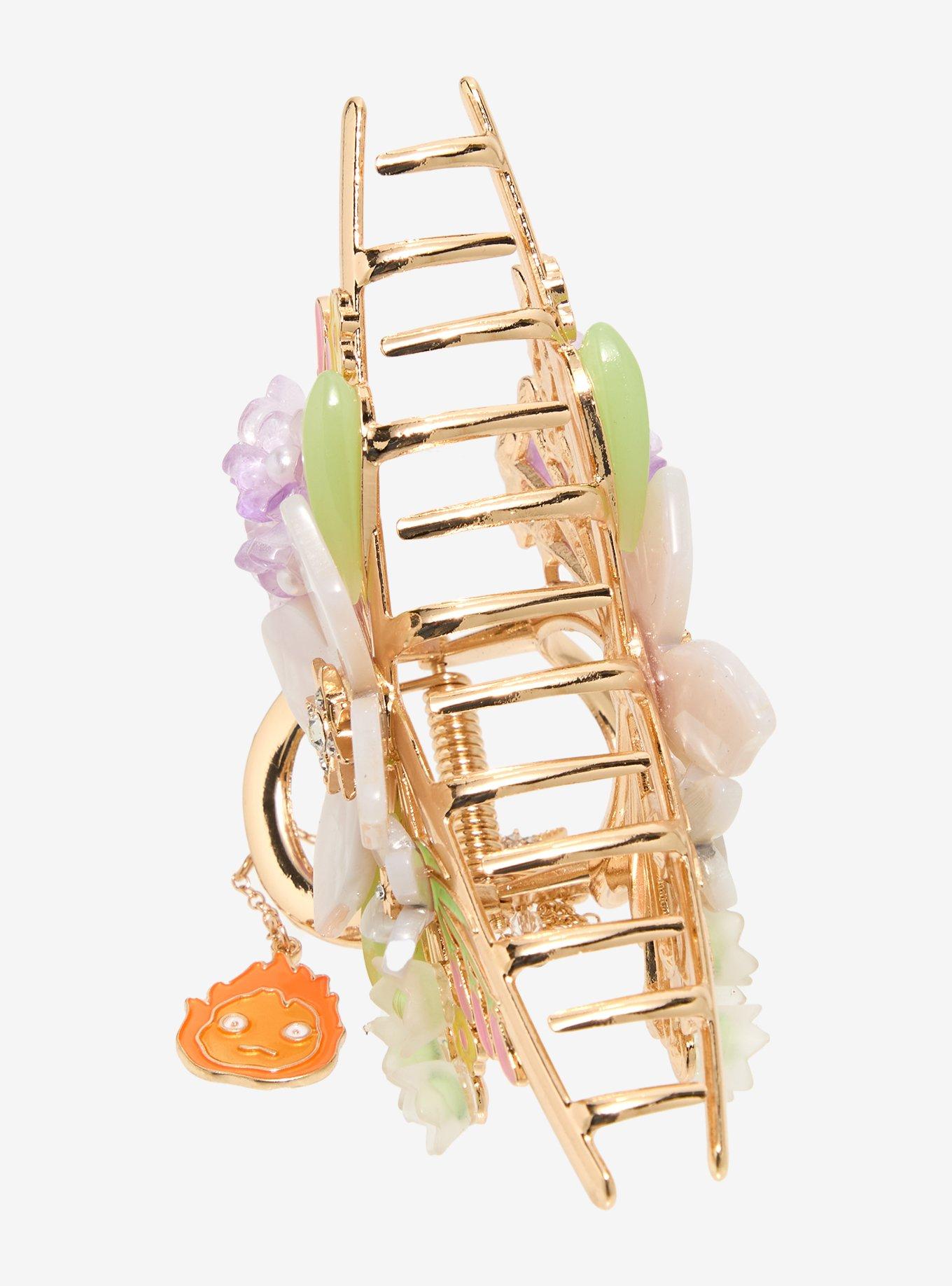 Studio Ghibli Howl's Moving Castle Floral Calcifer Claw Clip with Charm