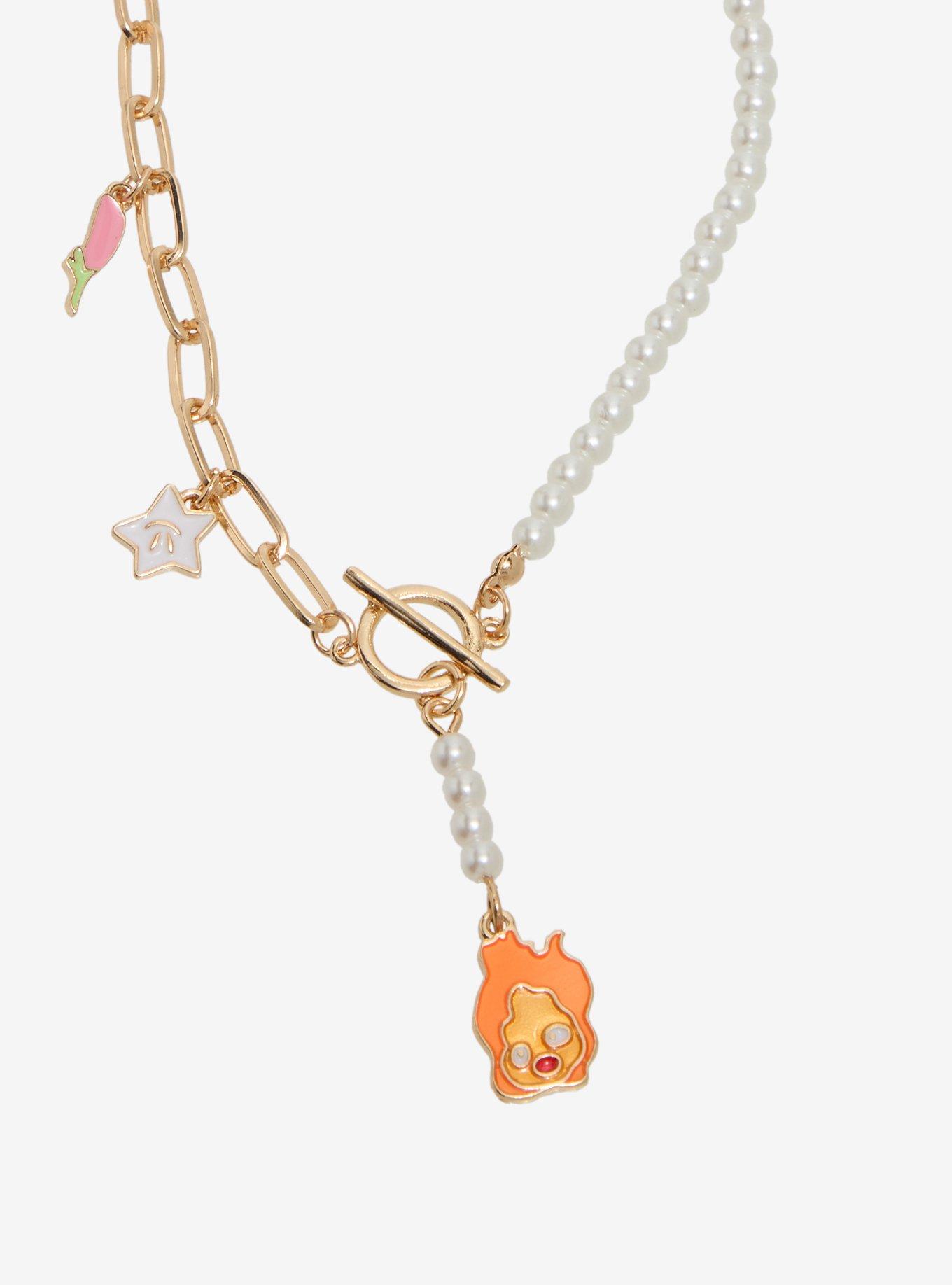 Studio Ghibli&reg; Howl's Moving Castle Pearl & Chain Calcifer Floral Necklace - BoxLunch Exclusive, , alternate