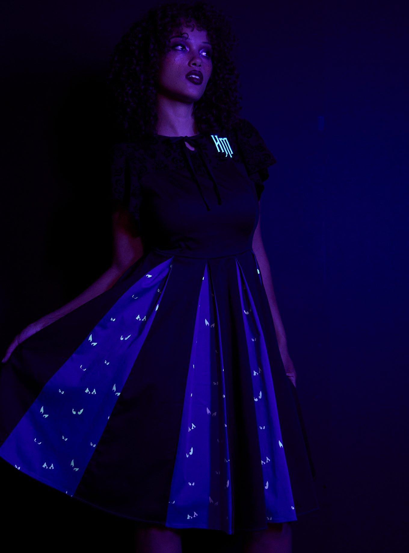 Her Universe Disney The Haunted Mansion Eyes Glow-In-The-Dark Retro Dress Her Universe Exclusive, BLACK  PURPLE, alternate