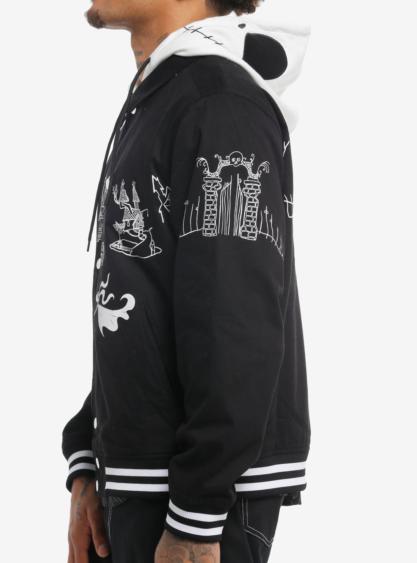 Our Universe The Nightmare Before Christmas Jack Face Varsity Jacket, BLACK, alternate