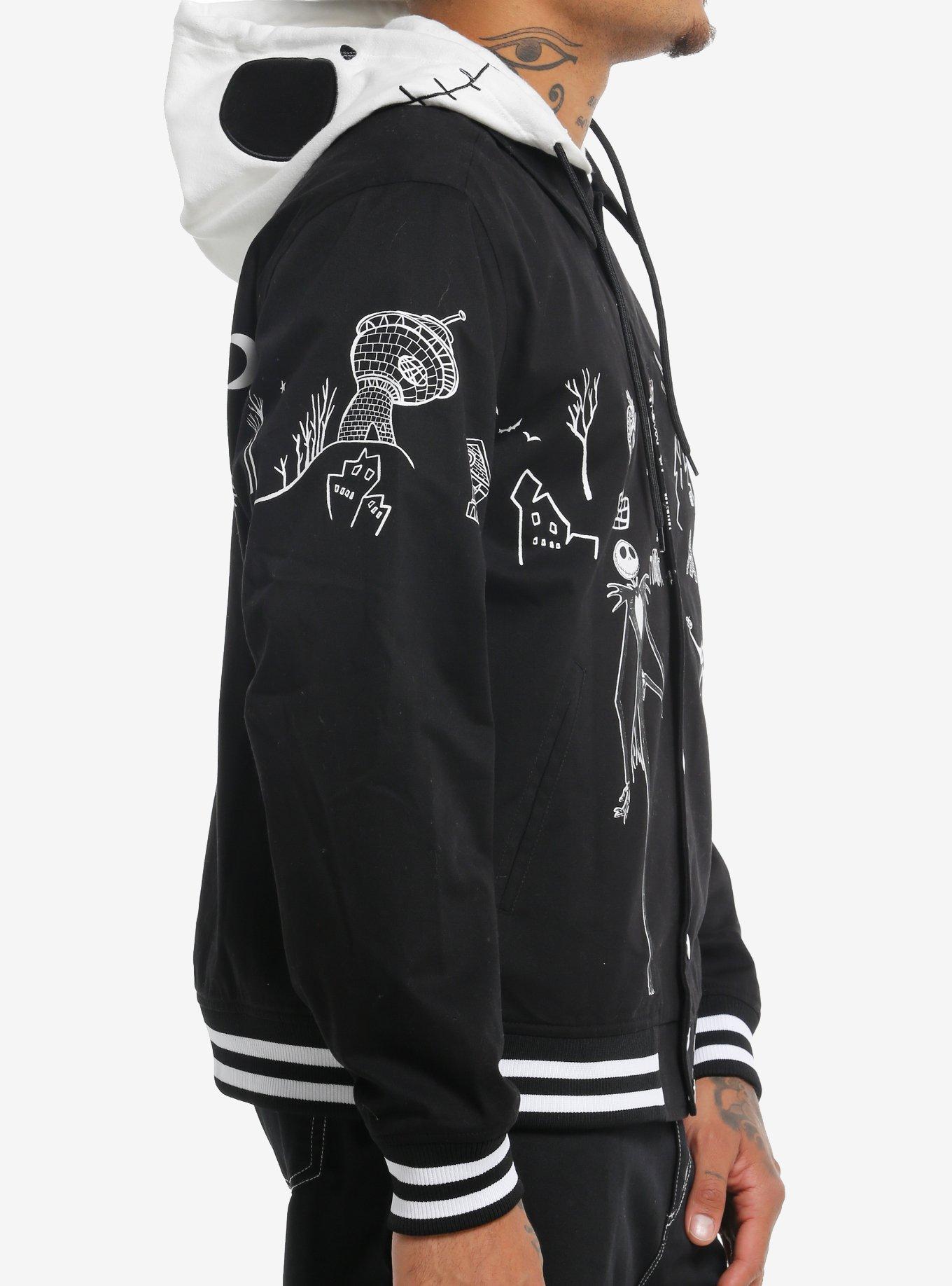 Our Universe The Nightmare Before Christmas Jack Face Varsity Jacket, BLACK, alternate