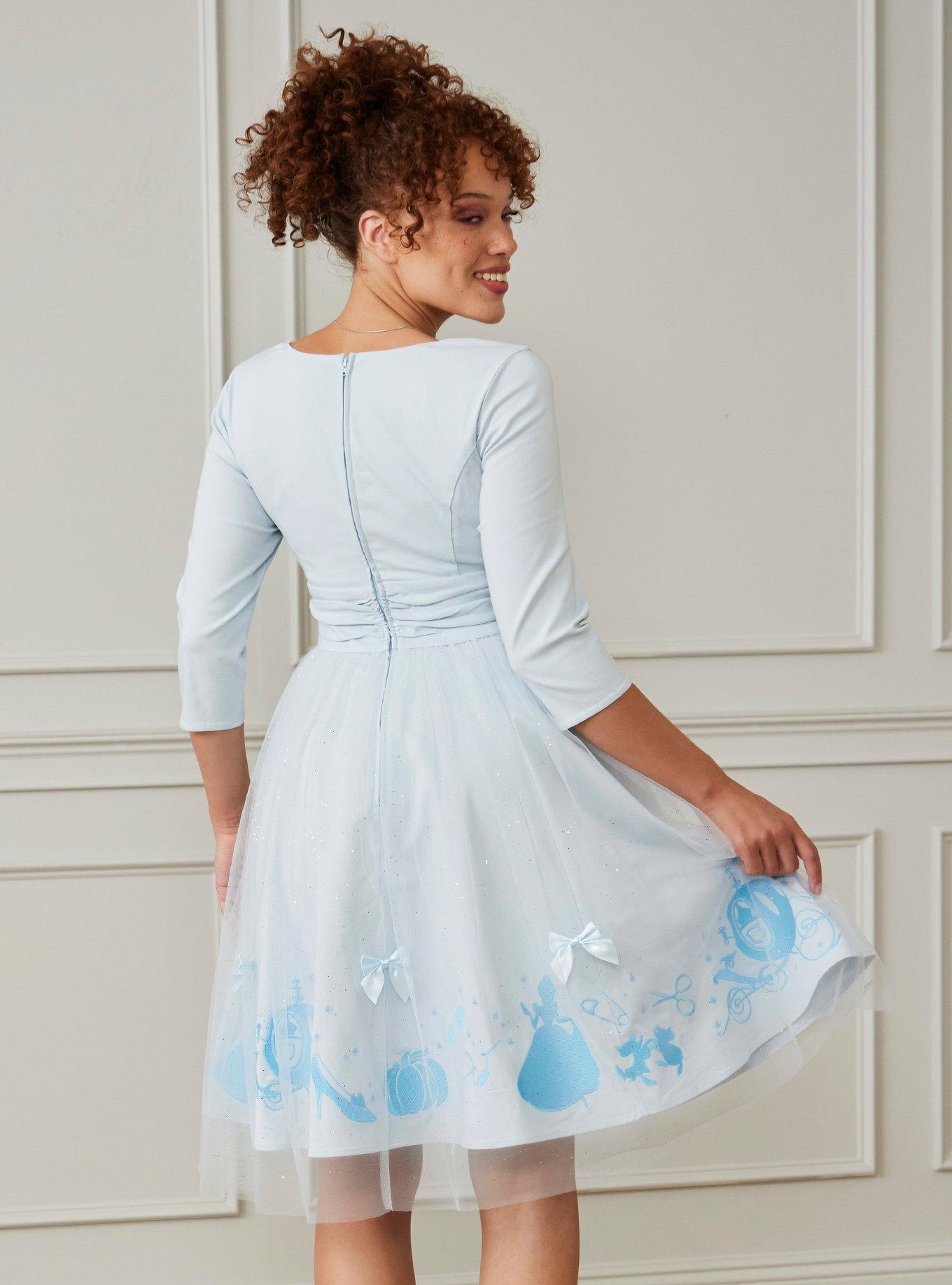Her Universe Disney Cinderella Ribbon Mesh Dress Her Universe Exclusive, ICE BLUE, alternate - view 3