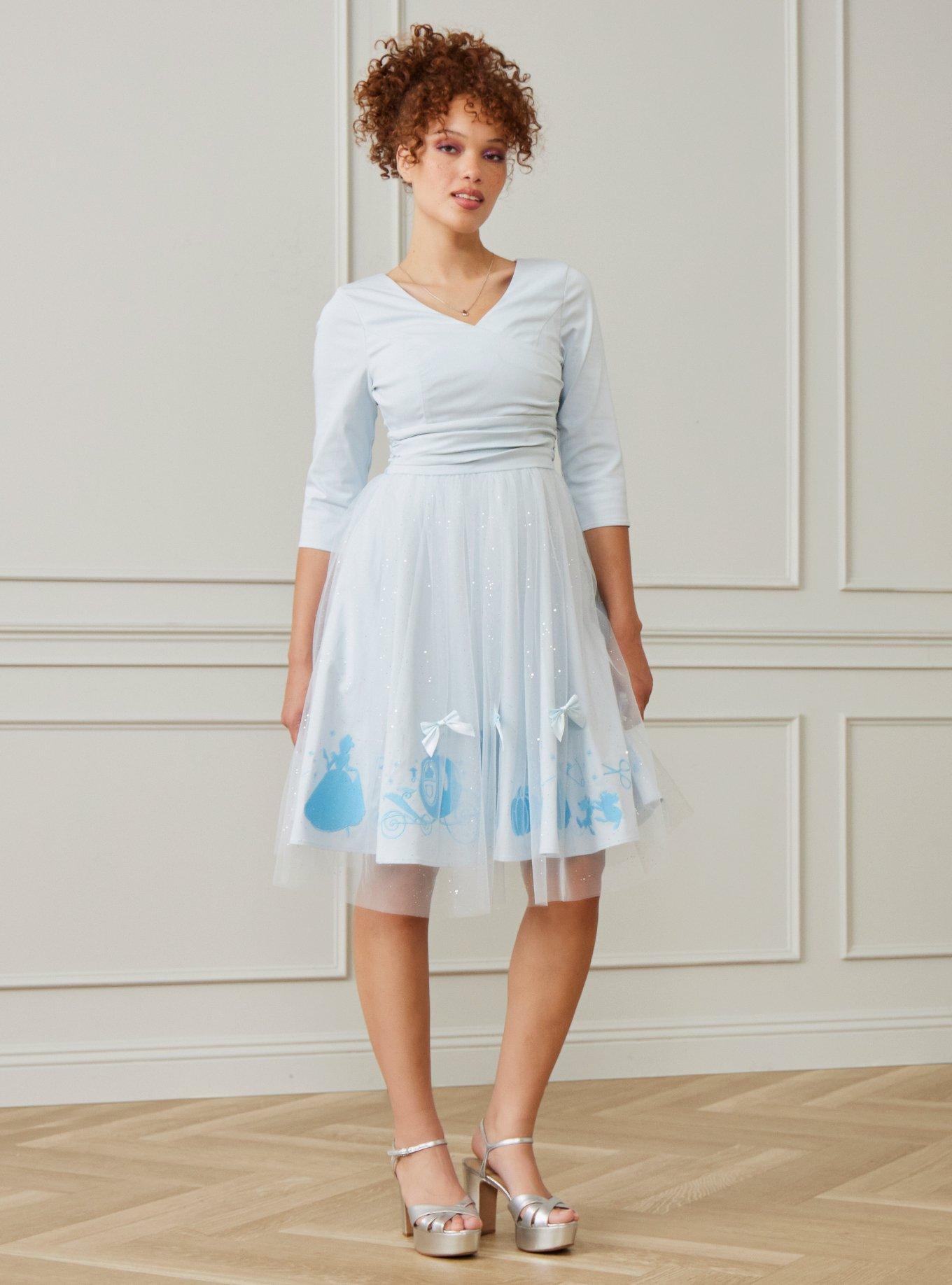 Her Universe Disney Cinderella Ribbon Mesh Dress Her Universe Exclusive, ICE BLUE, alternate - view 4