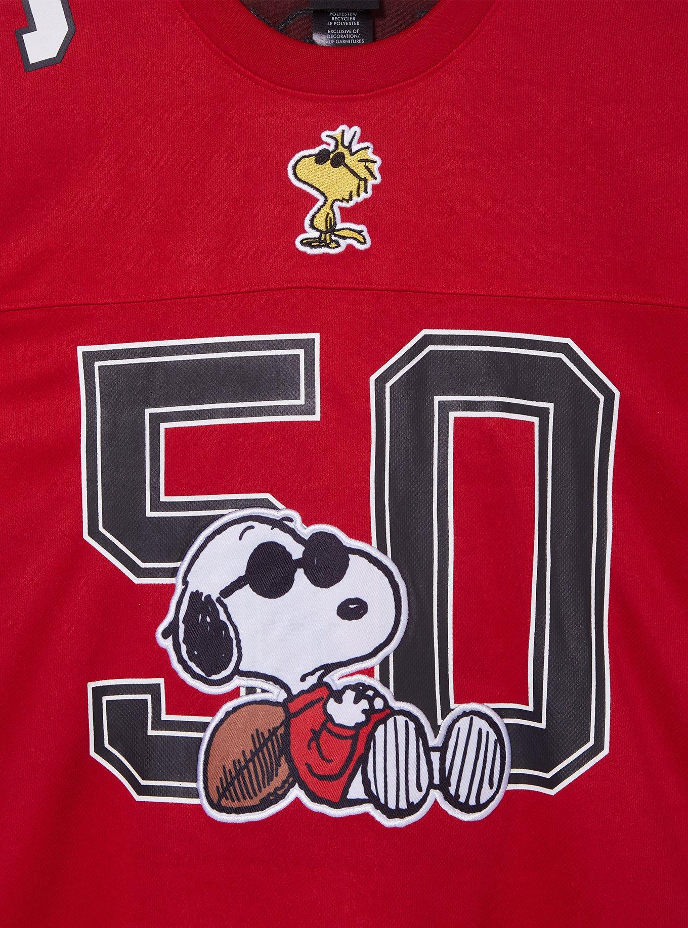 Peanuts Joe Cool Women's Cropped Football Jersey - BoxLunch Exclusive, RED, alternate