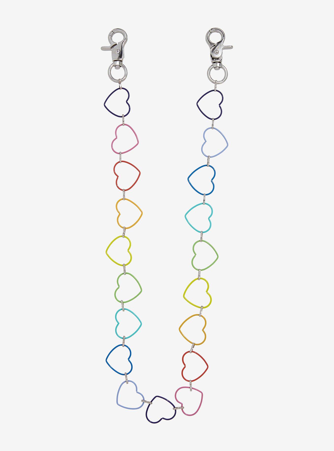 Rainbow Heart 20 Inch Wallet Chain, , hi-res