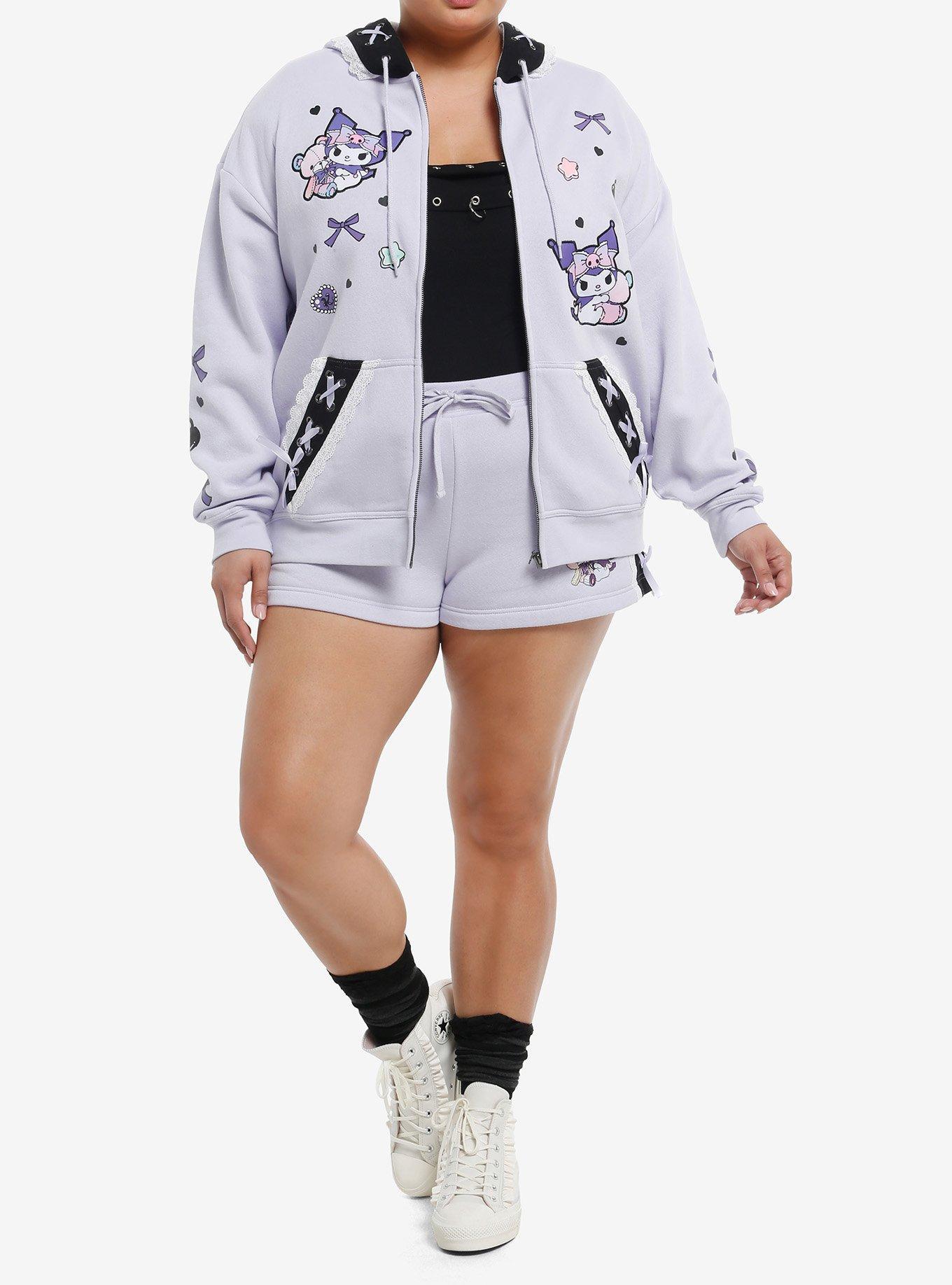 Kuromi Pastel Bear Ribbon Girls Hoodie Plus Size, , hi-res