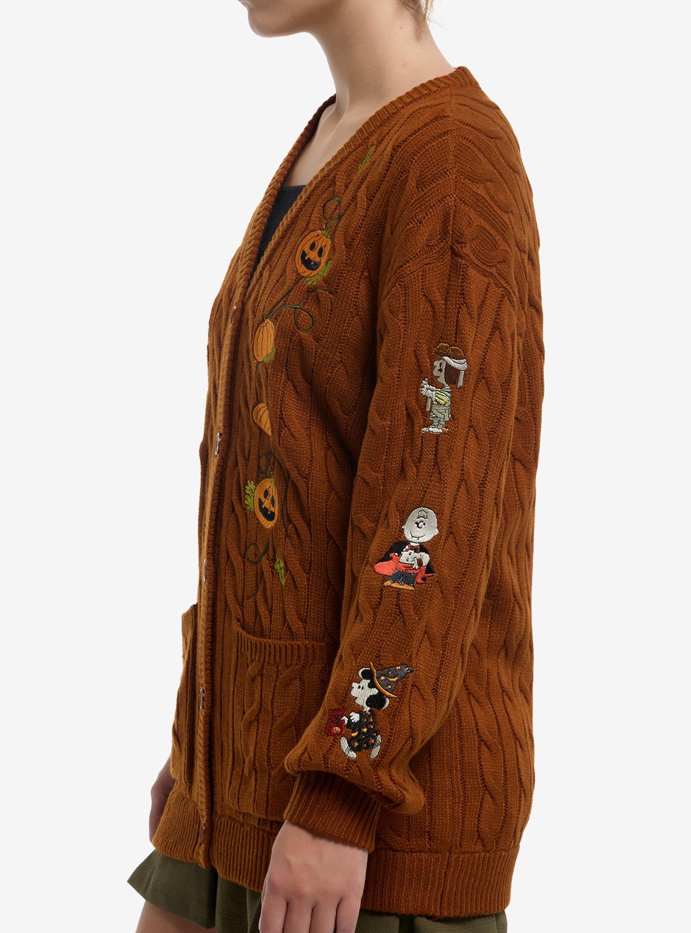 Peanuts Halloween Cable Knit Girls Cardigan, MULTI, alternate