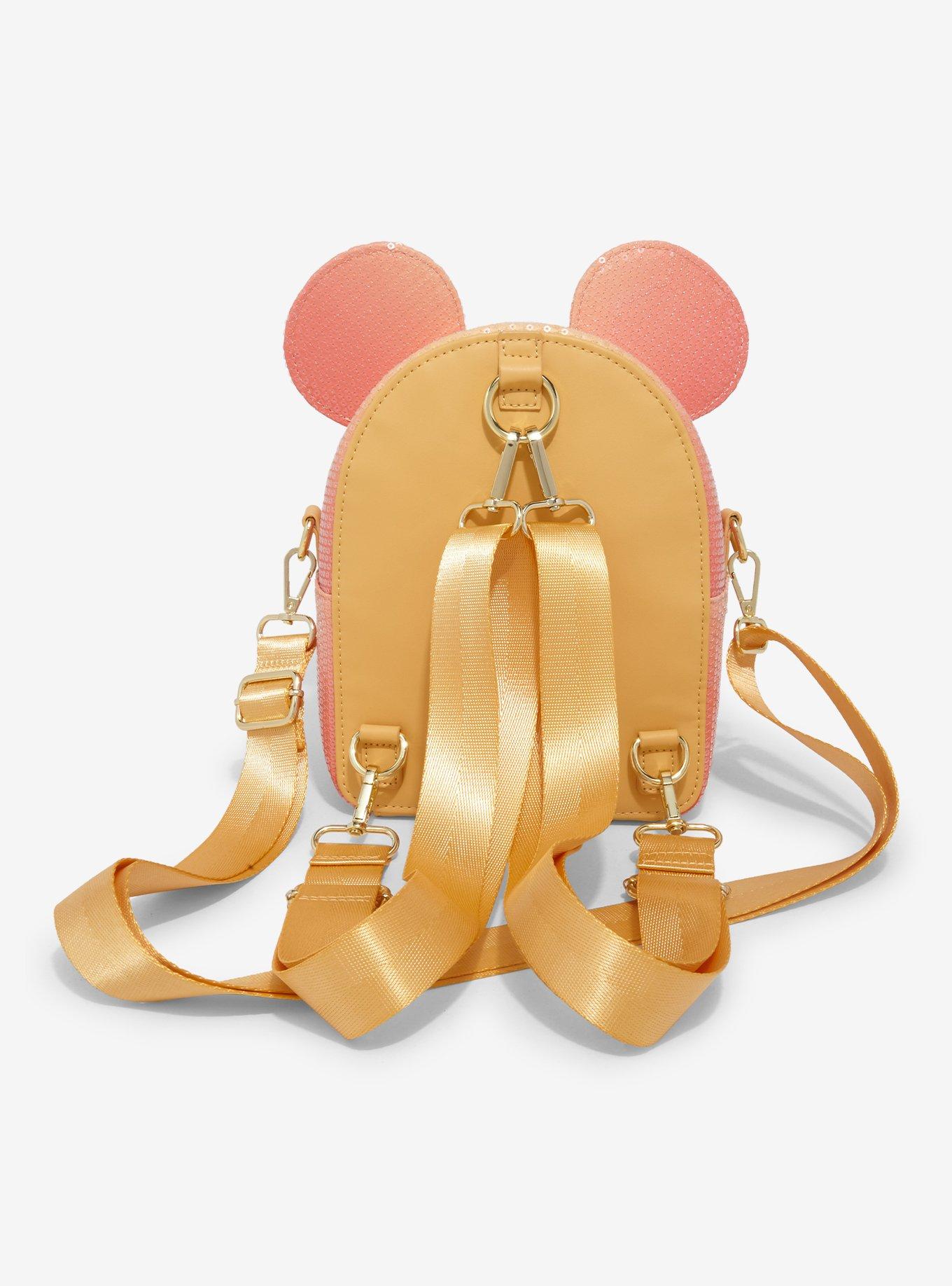 Loungefly Disney Mickey Mouse Orange Glitter Convertible Crossbody Bag, , alternate