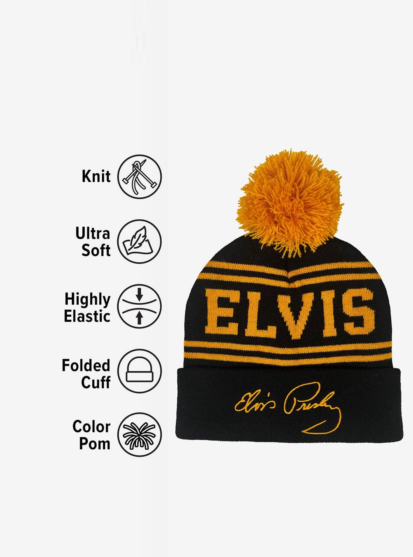 Elvis Presley Acrylic Knit Beanie With Pom, , alternate