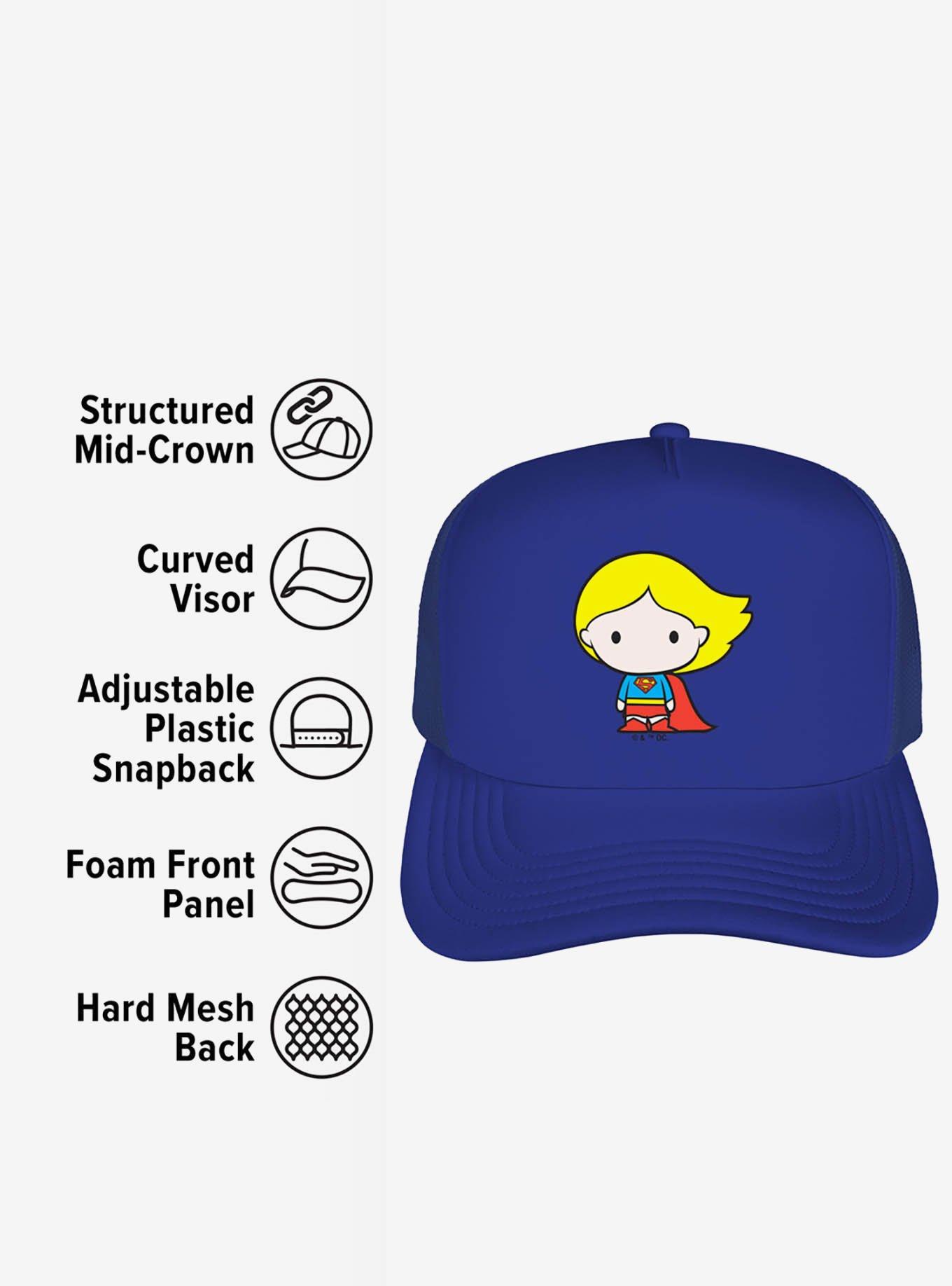 Superman Supergirl Cute Chibi Character Foam Trucker Hat, , alternate