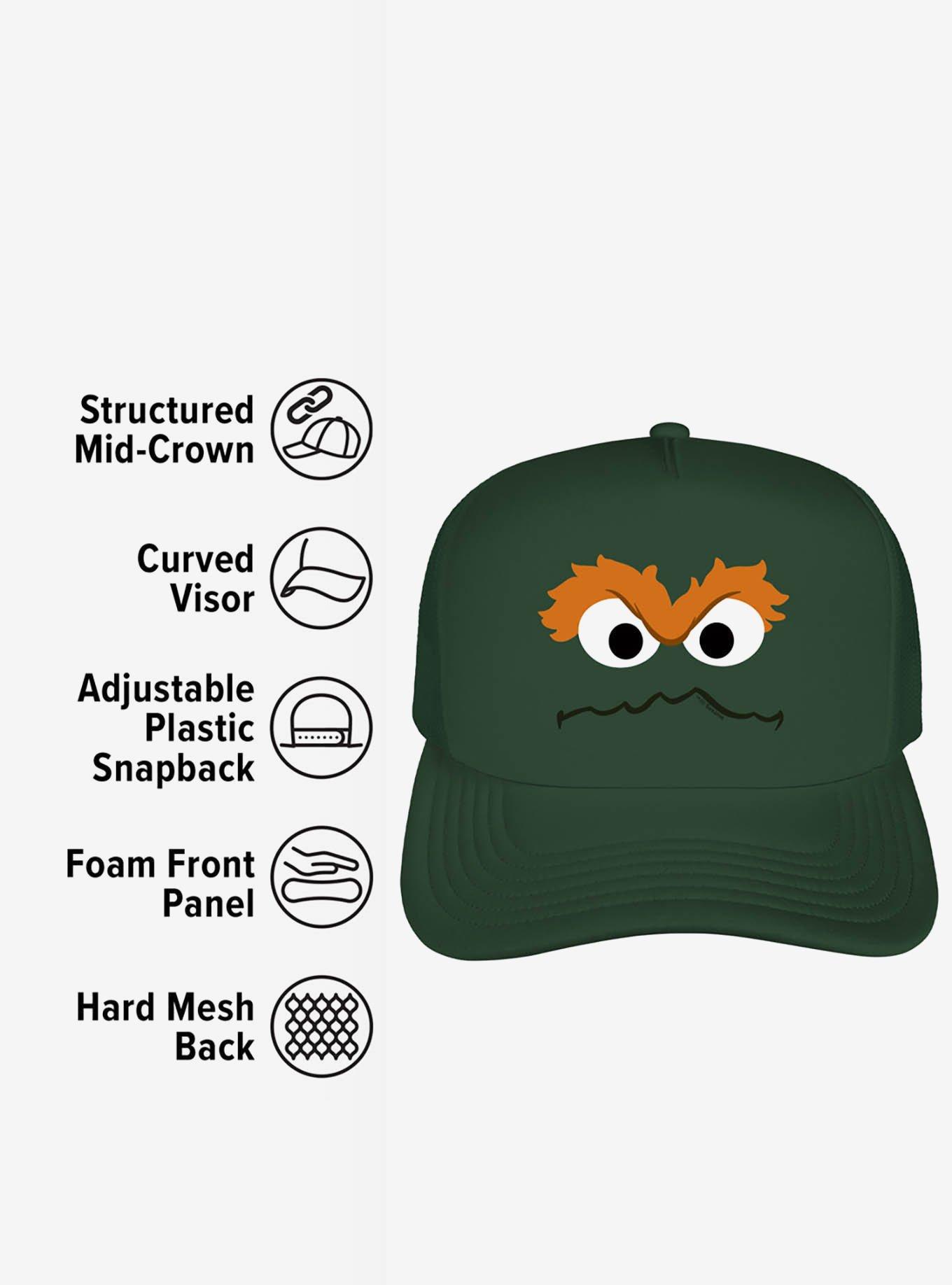 Sesame Street Oscar The Grouch Face Foam Trucker Hat, , alternate