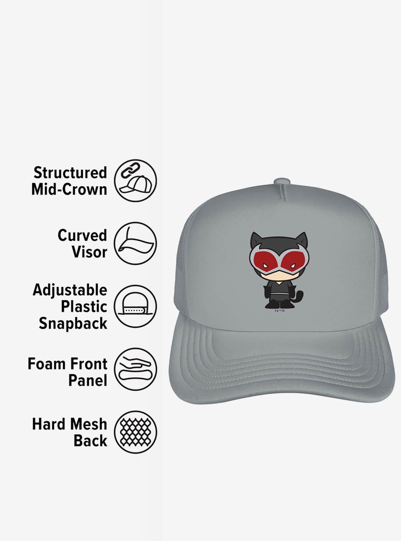 Batman Catwoman Cute Chibi Character Foam Trucker Hat, , alternate