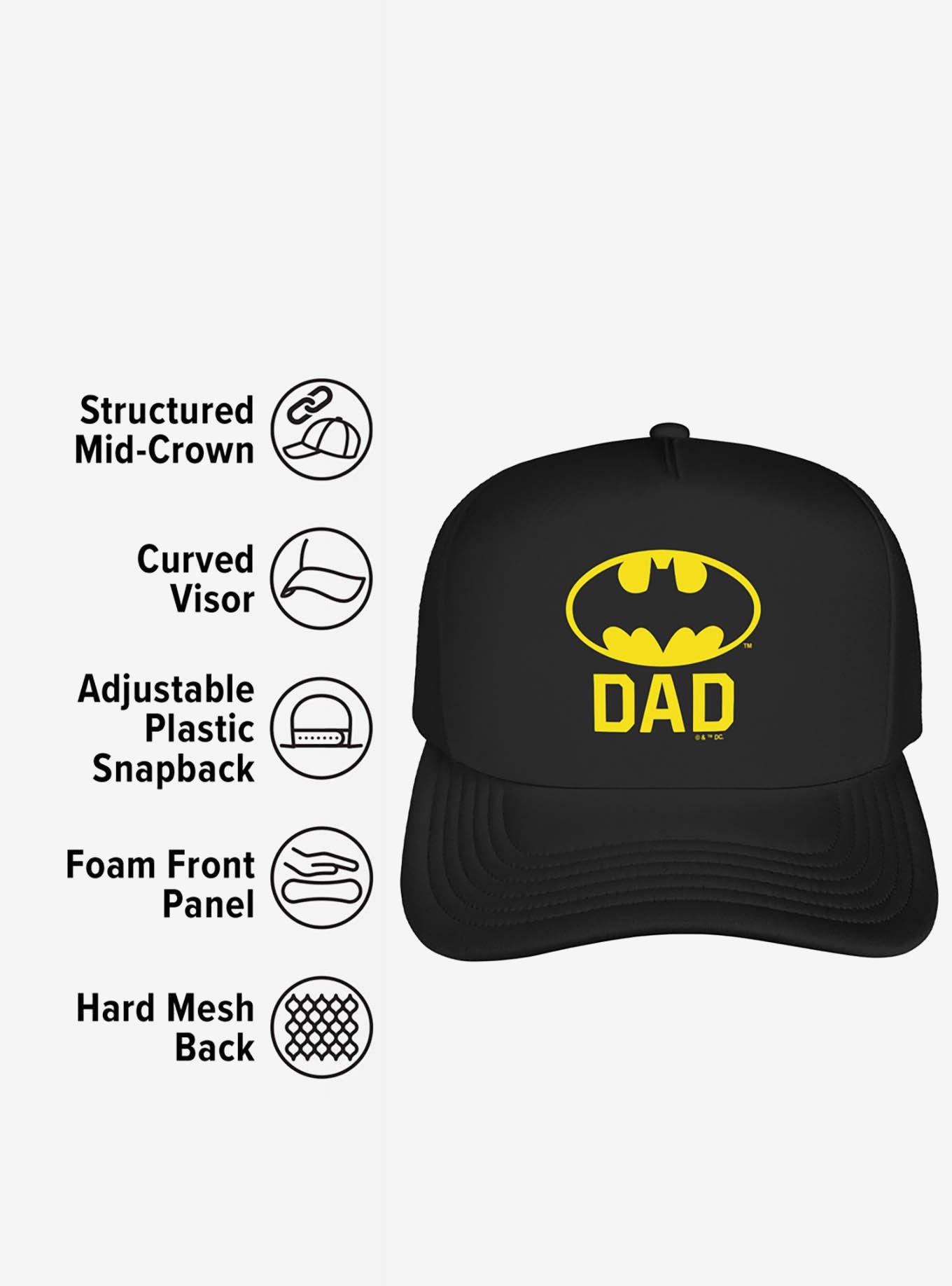Batman Bat Dad Shield Logo Foam Trucker Hat, , alternate