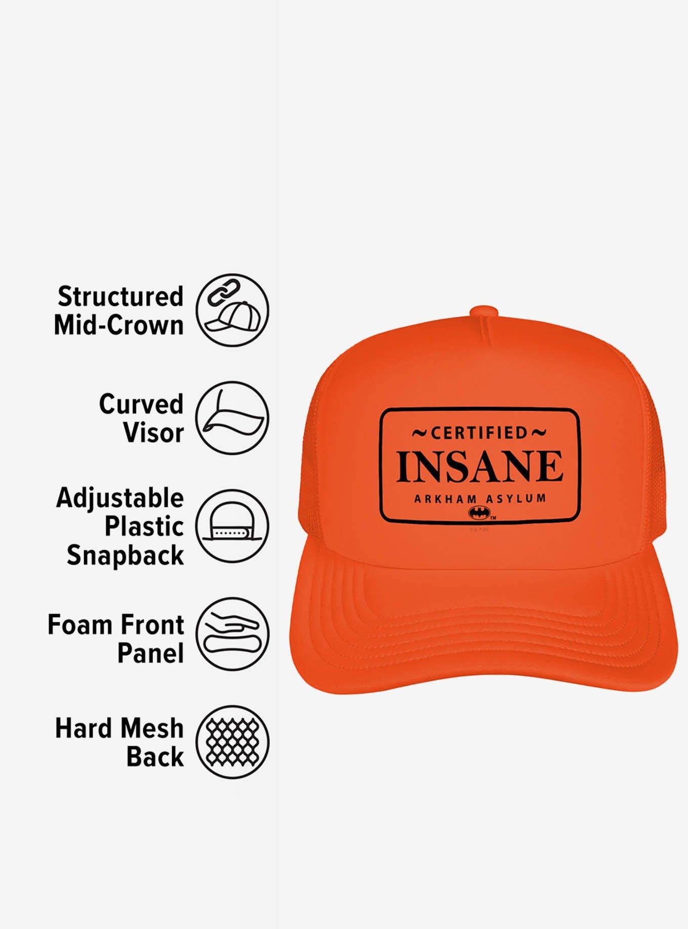 Batman Joker Certified Insane Arkham Asylum Foam Trucker Hat, , alternate
