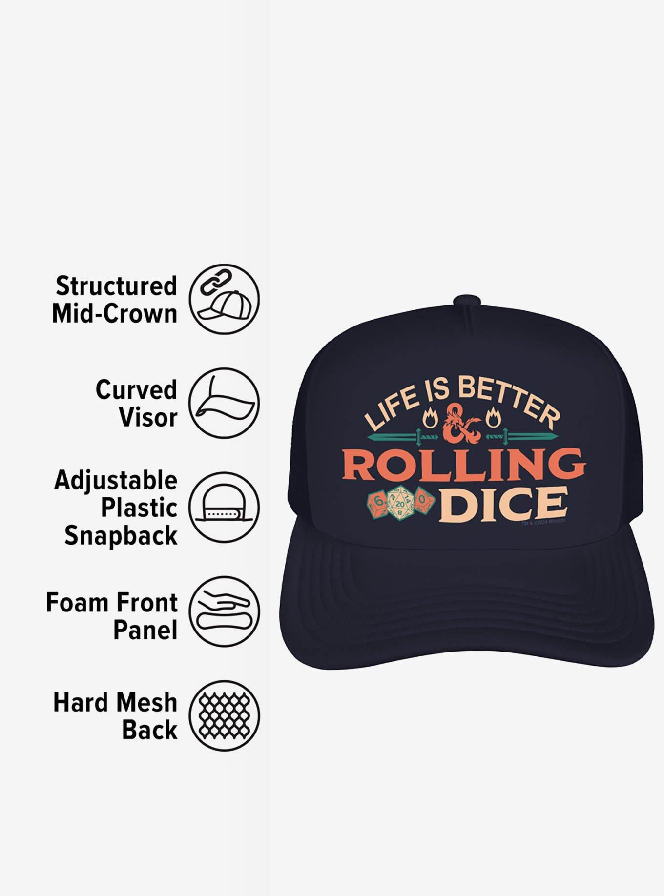 Dungeons And Dragons Life Is Better Rolling Dice Foam Trucker Hat, , alternate