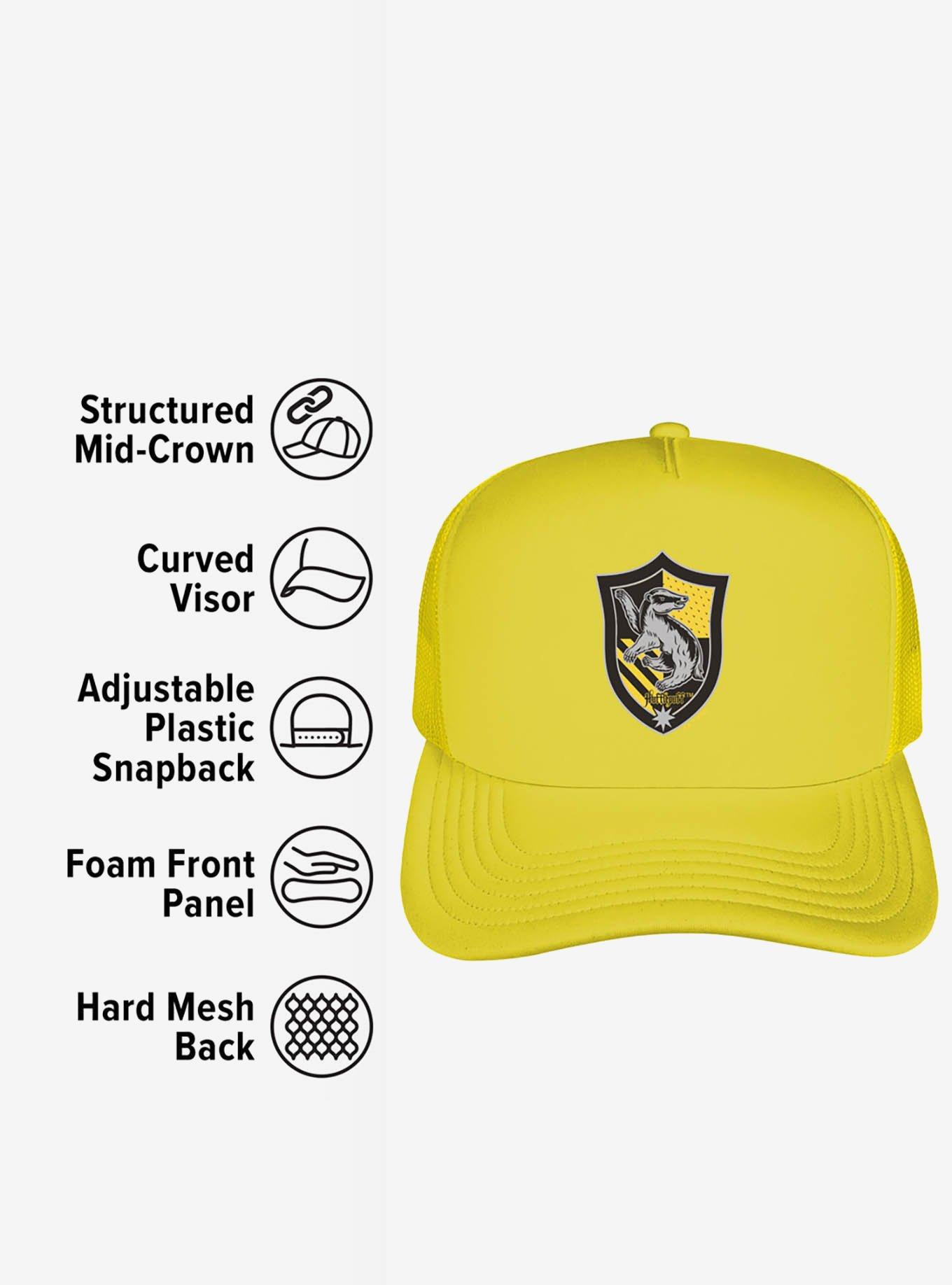 Harry Potter Hufflepuff Plaid Crest Foam Trucker Hat, , alternate