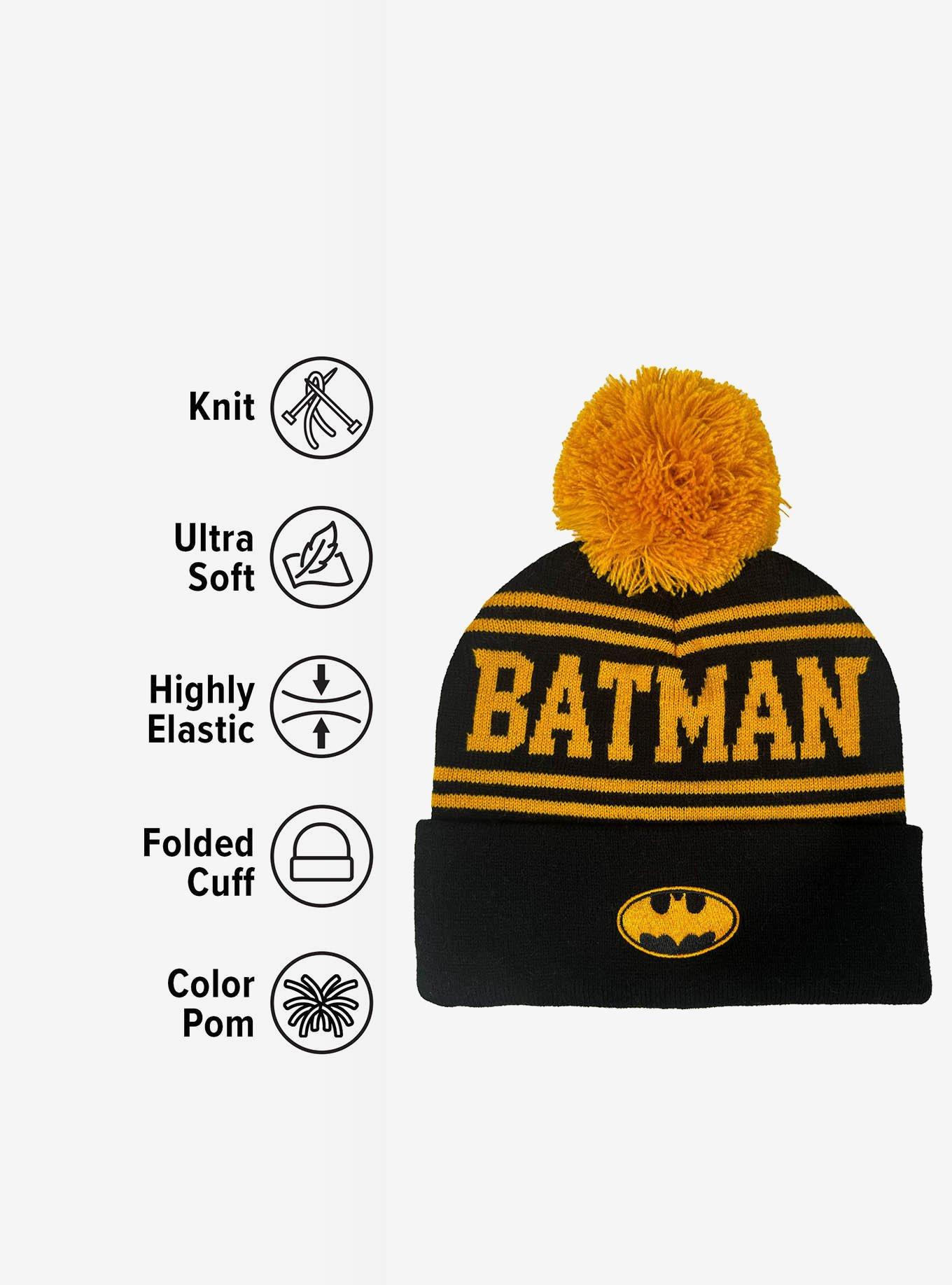 DC Comics Batman Acrylic Knit Beanie With Pom, , alternate