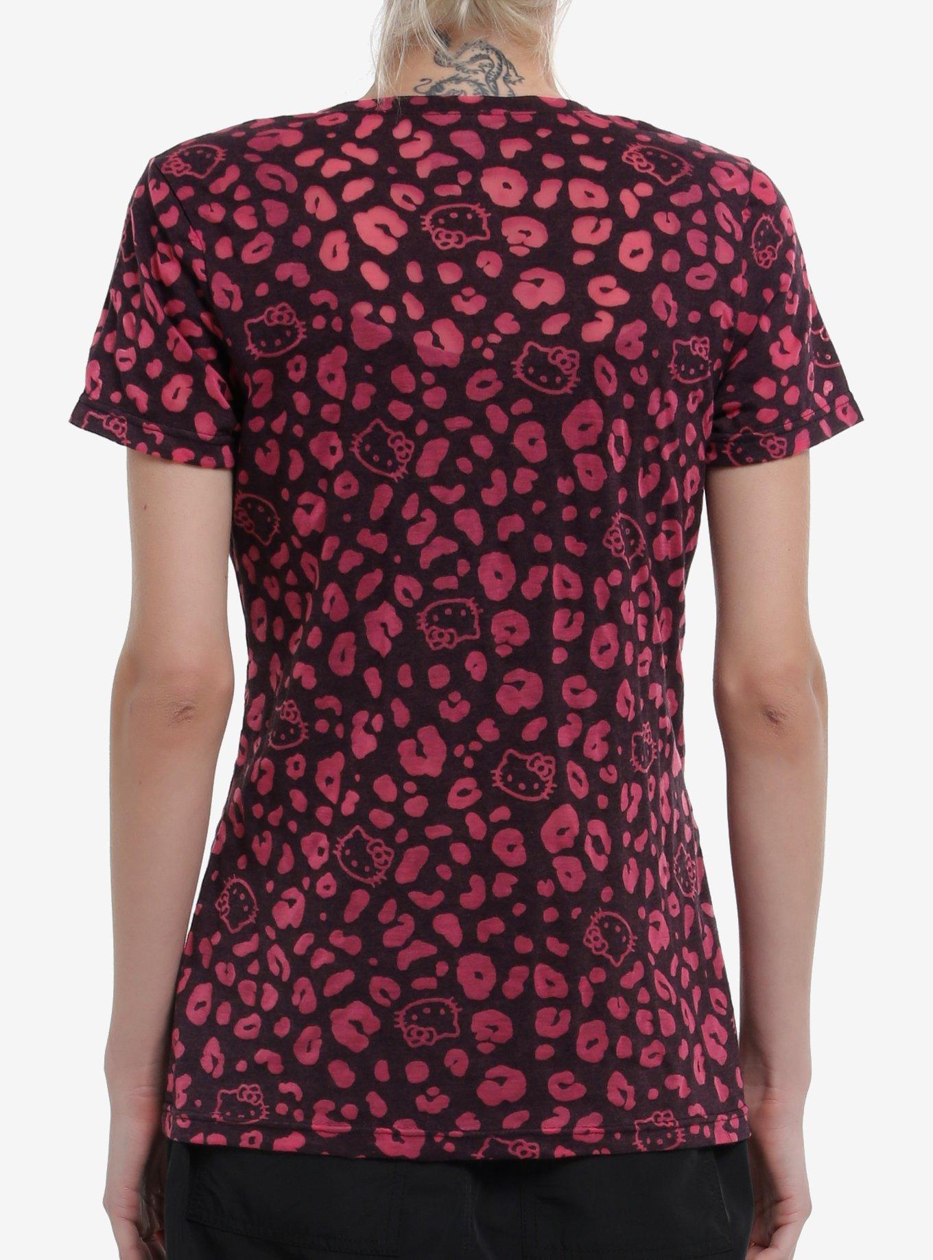 Hello Kitty Pink Leopard Sheer Girls T-Shirt, BLACK, alternate