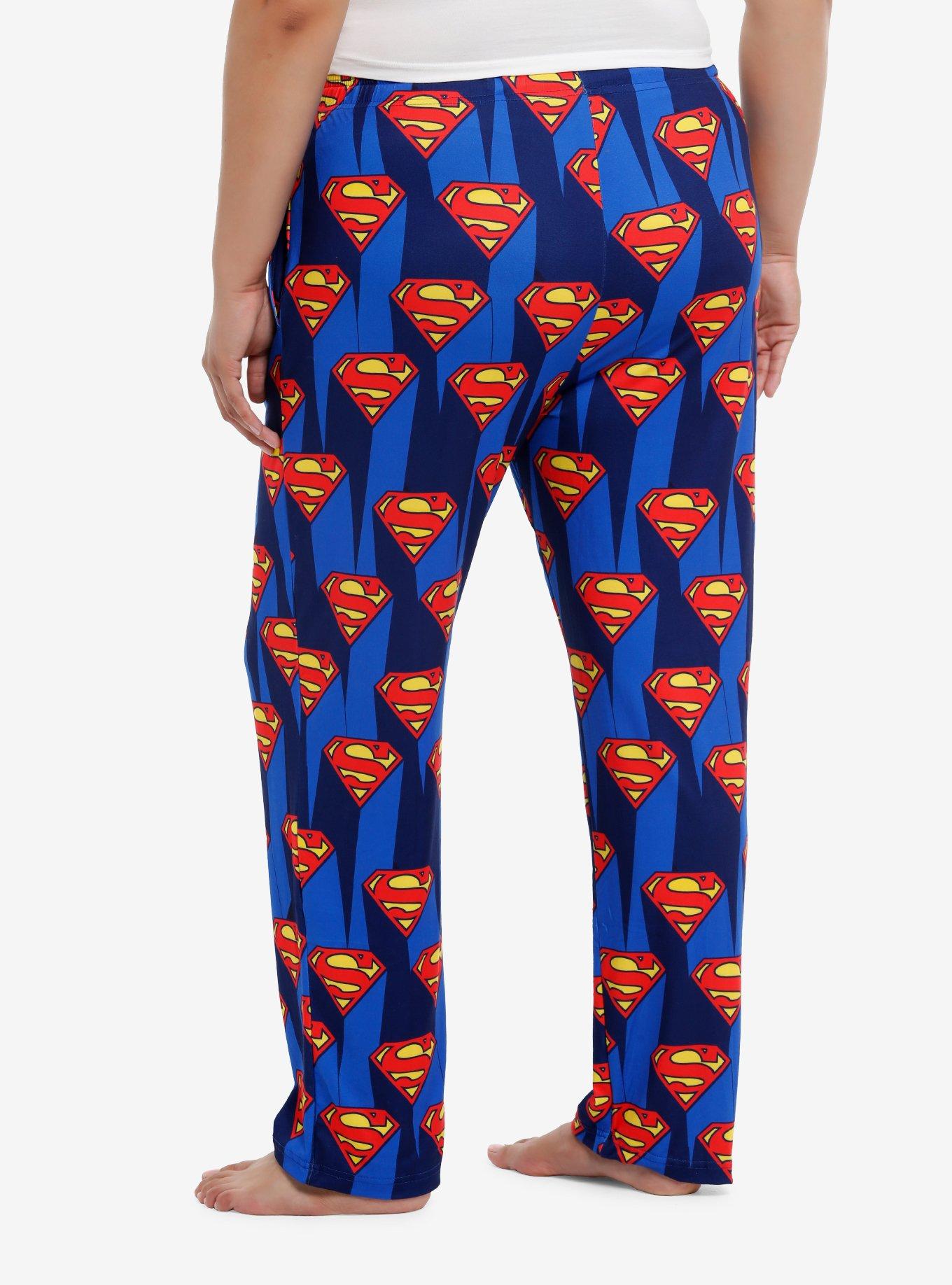 DC Comics Superman Crest Allover Print Pajama Pants Plus Size, , hi-res