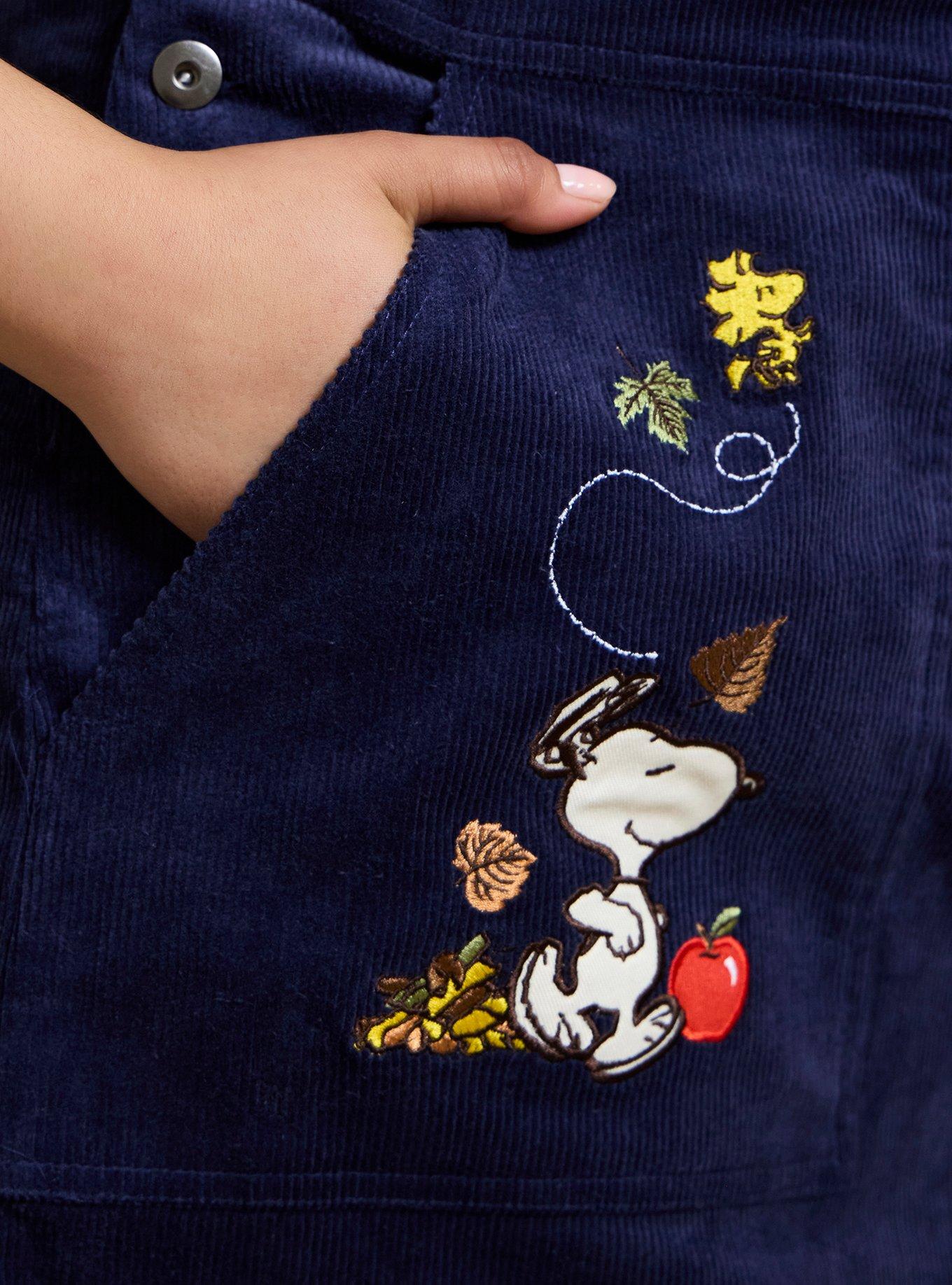 Peanuts Snoopy Fall Corduroy Overall Plus Size Dress - BoxLunch Exclusive, DENIM, alternate
