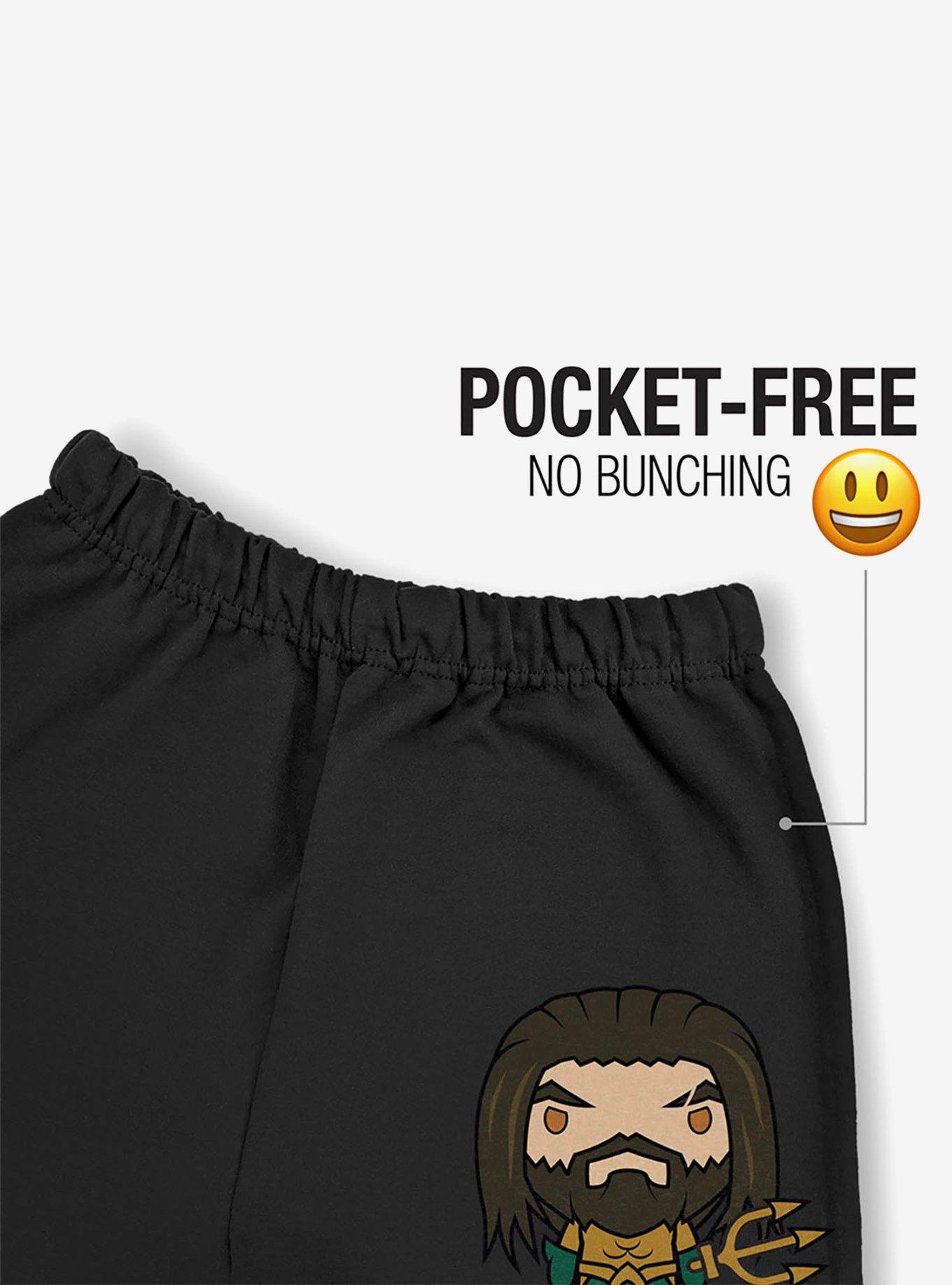 DC Comics Aquaman Movie Cute Chibi Character Sweatpants, BLACK, alternate