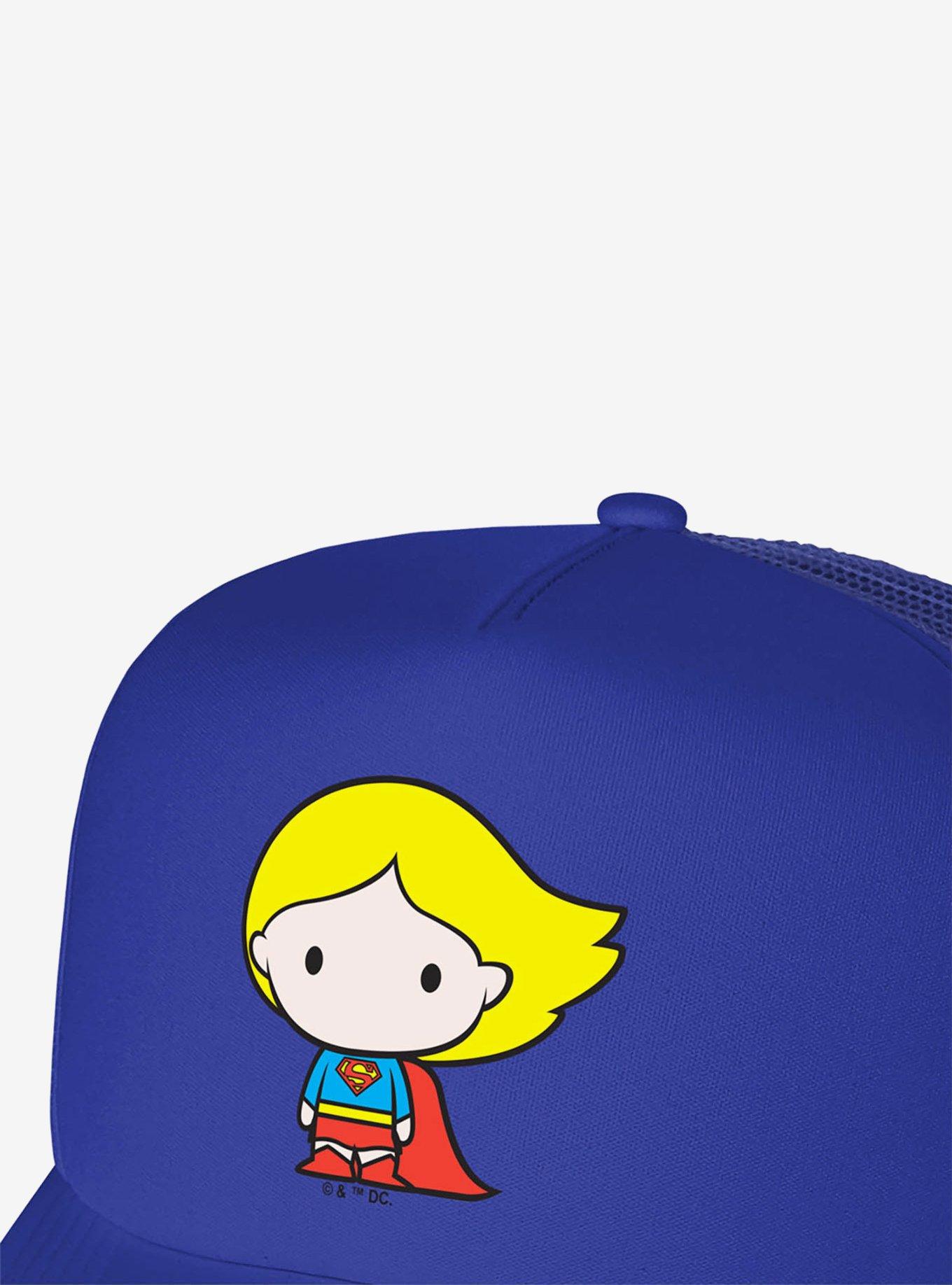 Superman Supergirl Cute Chibi Character Foam Trucker Hat, , hi-res