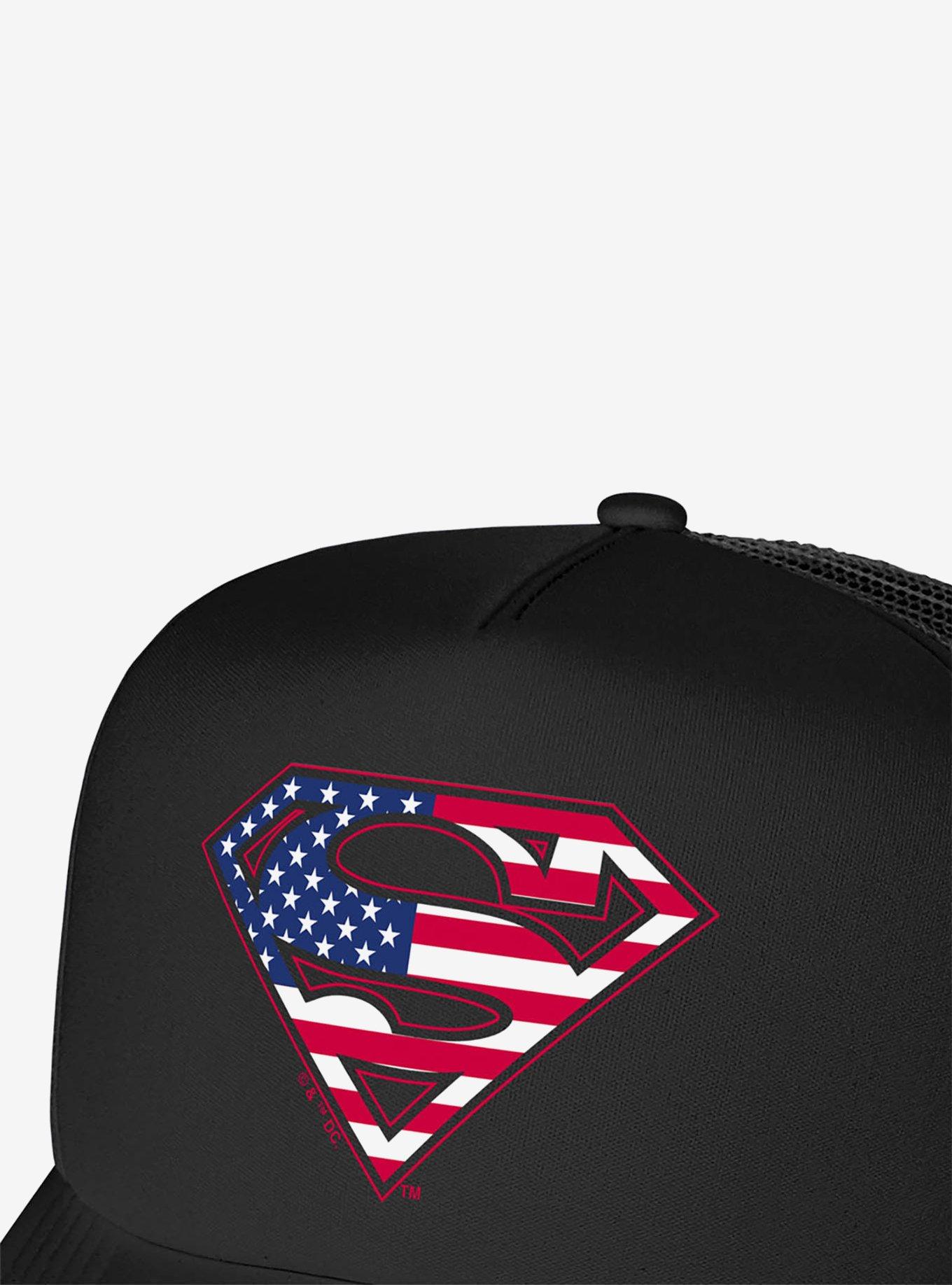 Superman American Flag Shield Logo Foam Trucker Hat, , hi-res