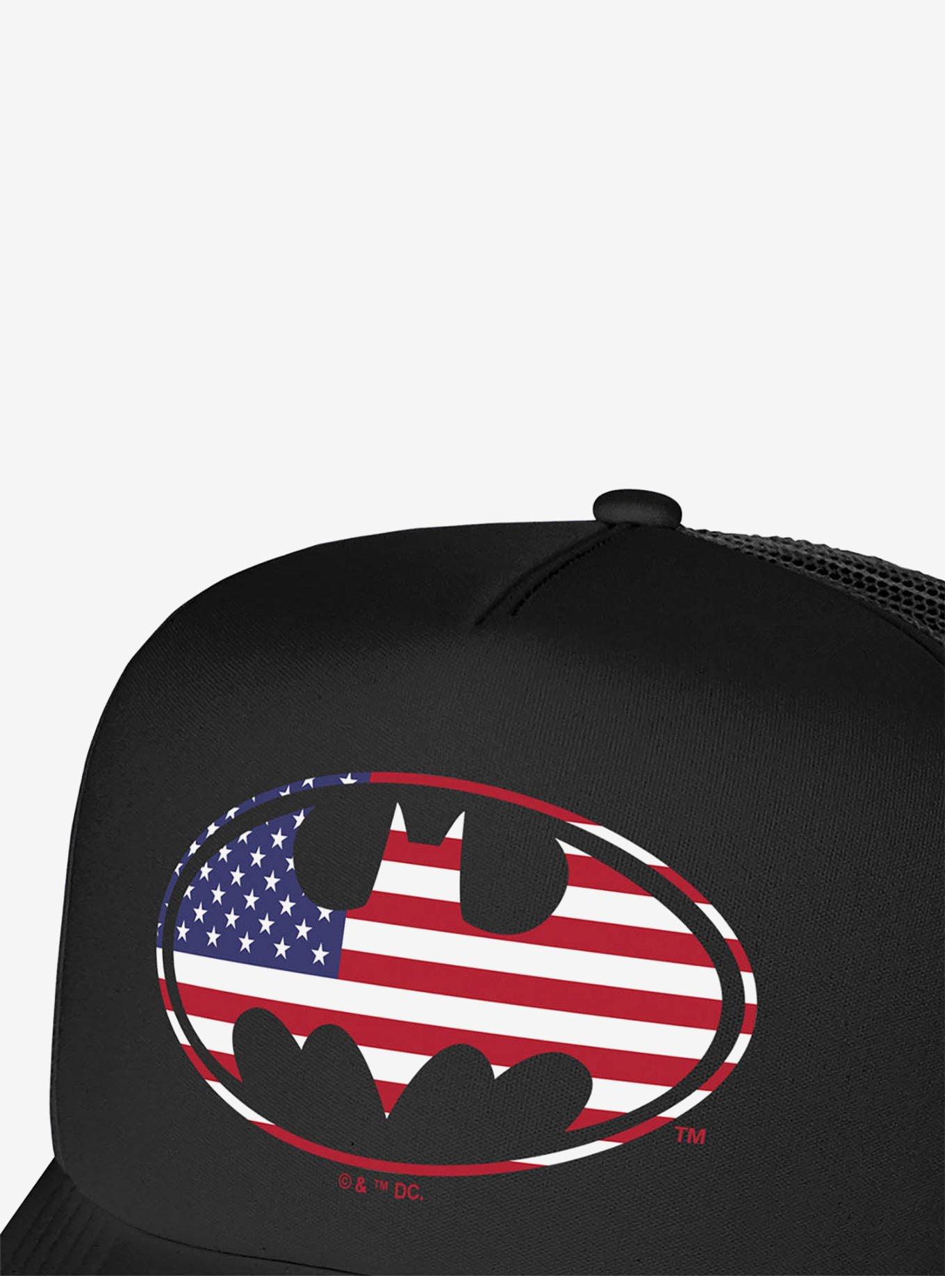 Batman American Flag Shield Logo Foam Trucker Hat, , hi-res