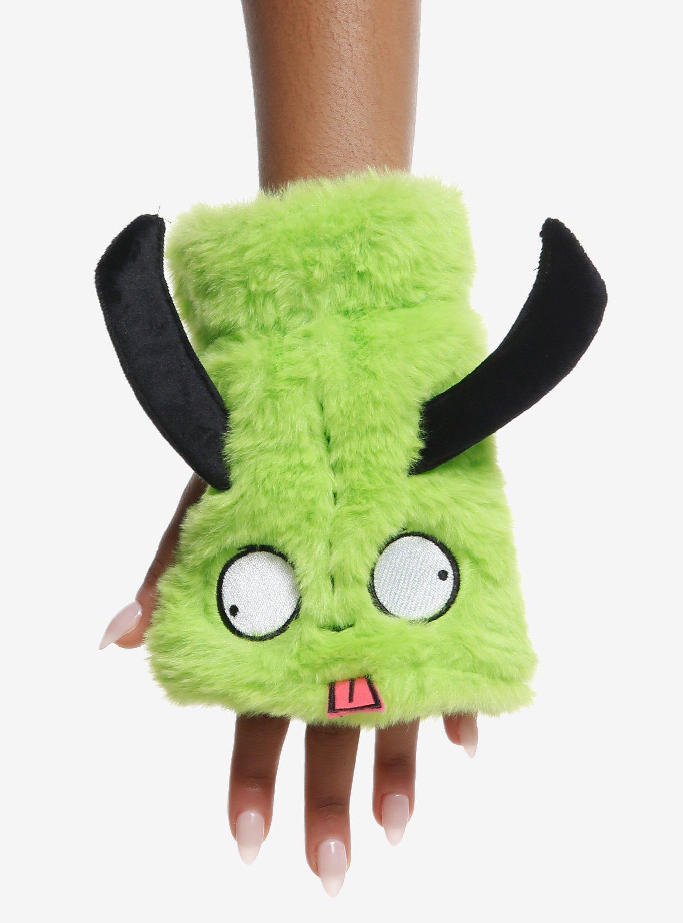 Invader Zim GIR Fuzzy Fingerless Gloves, , hi-res