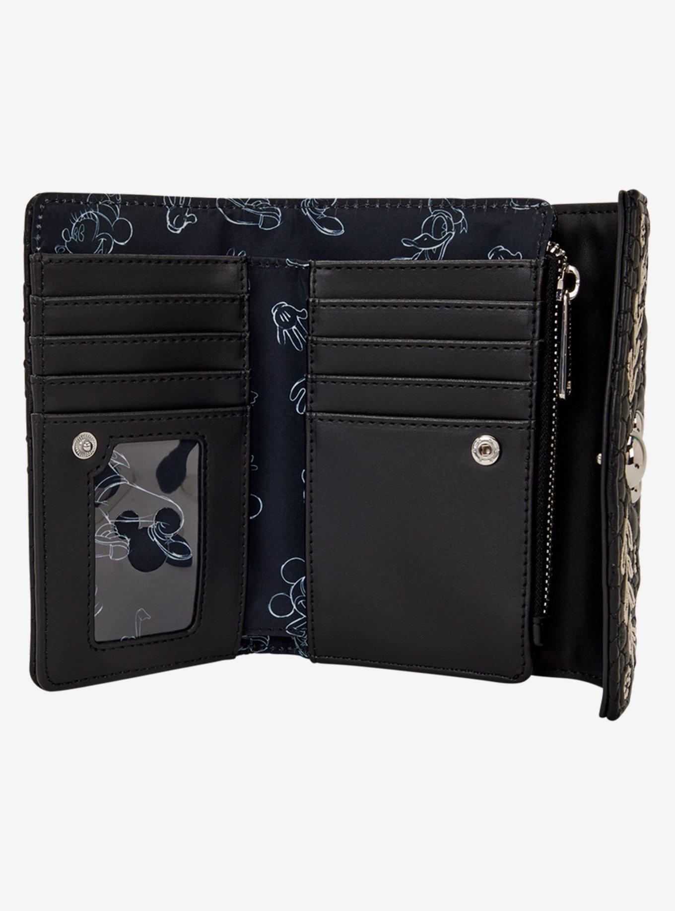 Loungefly Disney Mickey Mouse Floral Sketch Quilted Wallet, , hi-res