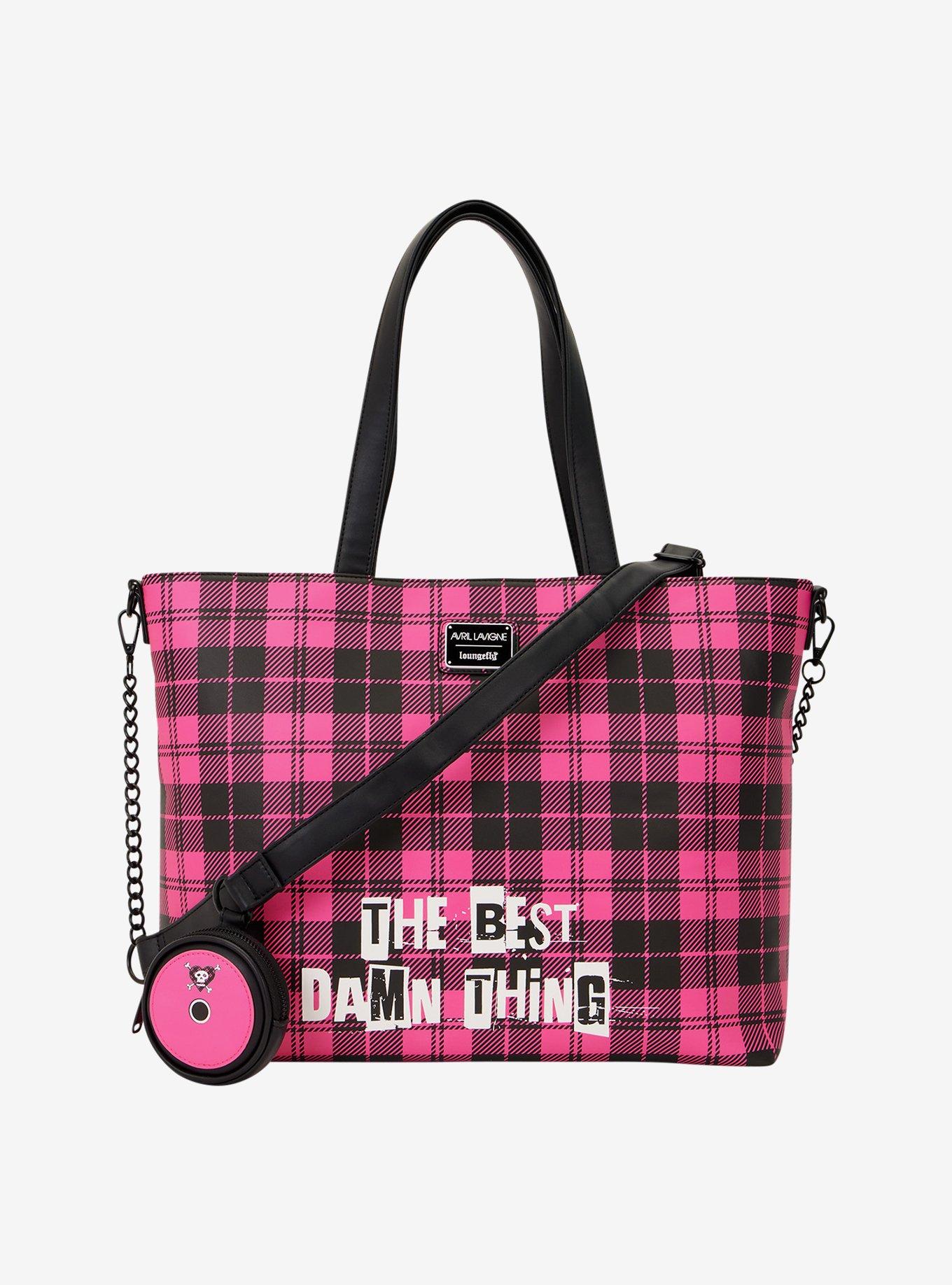 Loungefly Avril Lavigne Logo Plaid Tote Bag with Coin Purse, , hi-res