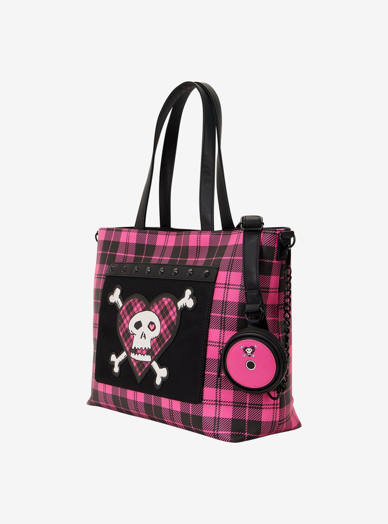 Loungefly Avril Lavigne Logo Plaid Tote Bag with Coin Purse, , alternate