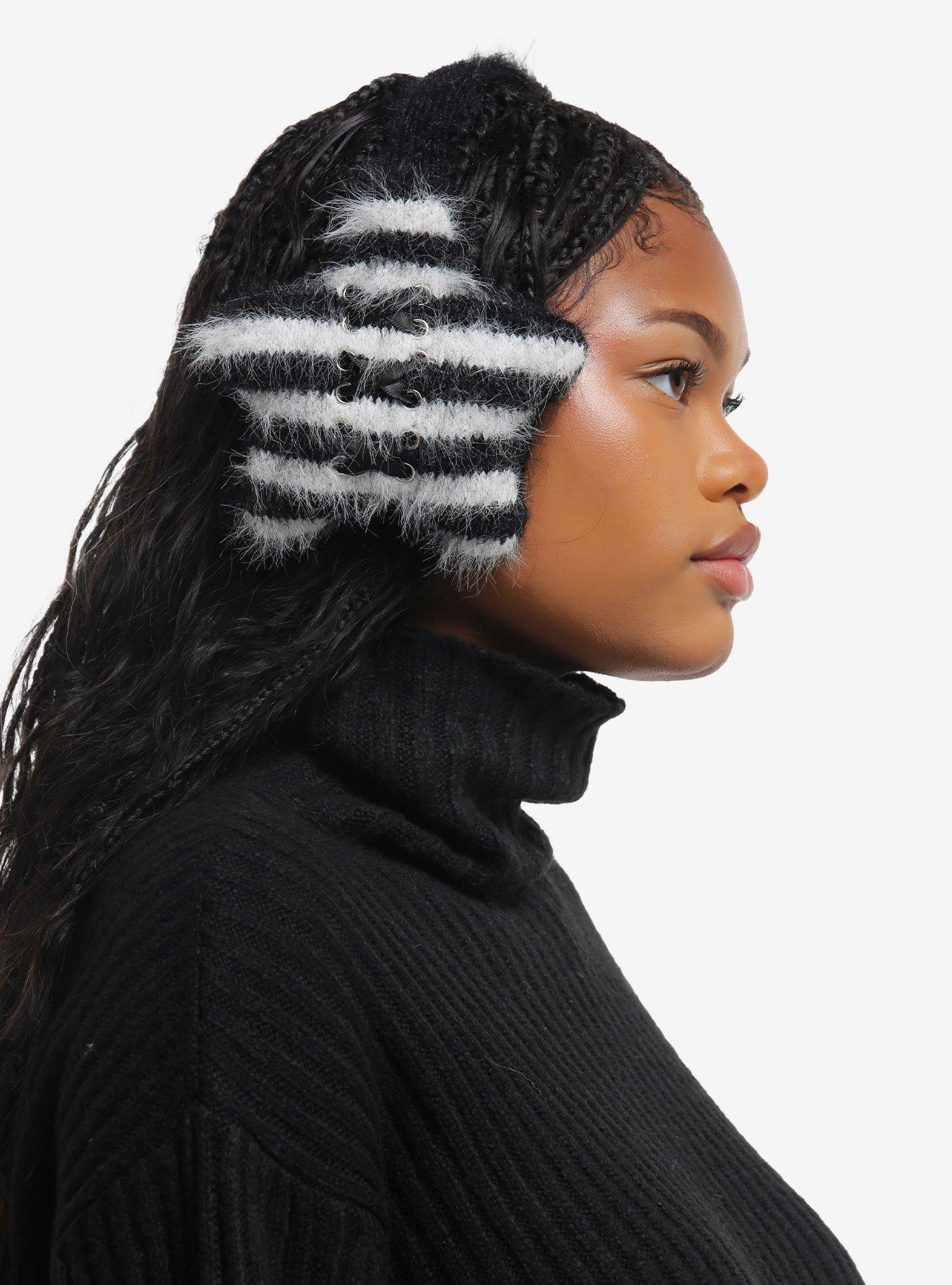 Star Stripe Chain Fuzzy Ear Muffs, , hi-res