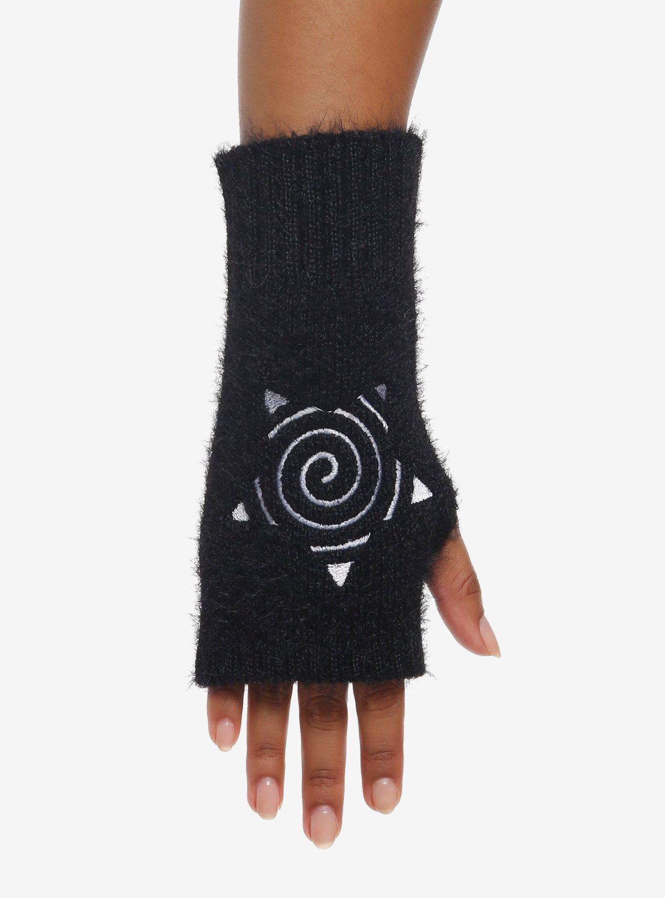 Spiral Star Fuzzy Fingerless Gloves, , hi-res