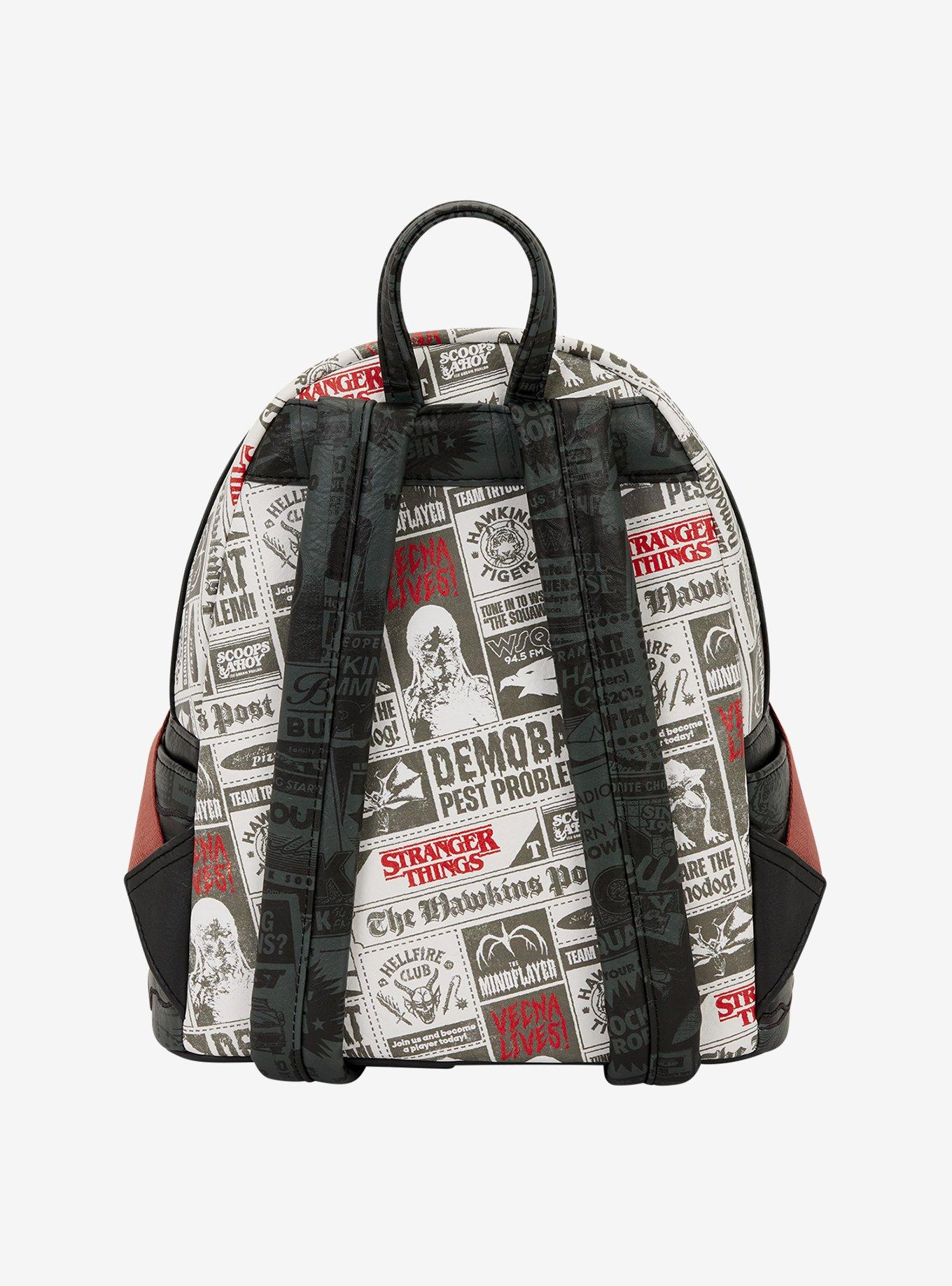 Loungefly Stranger Things Demogoron Newspaper Allover Print Mini Backpack, , alternate