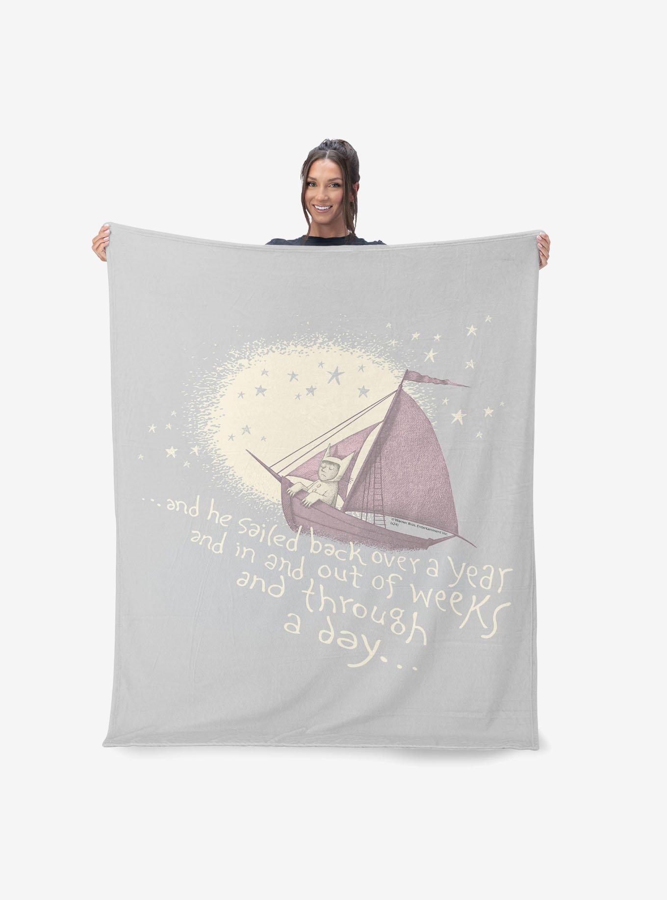 Where The Wild Things Are He Sailed Silk Touch Sherpa Throw Blanket, , hi-res