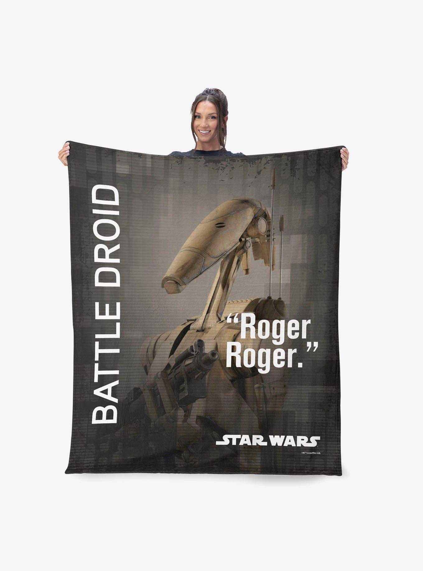 Star Wars Classic Quotes Battle Droid Silk Touch Sherpa Throw Blanket, , alternate