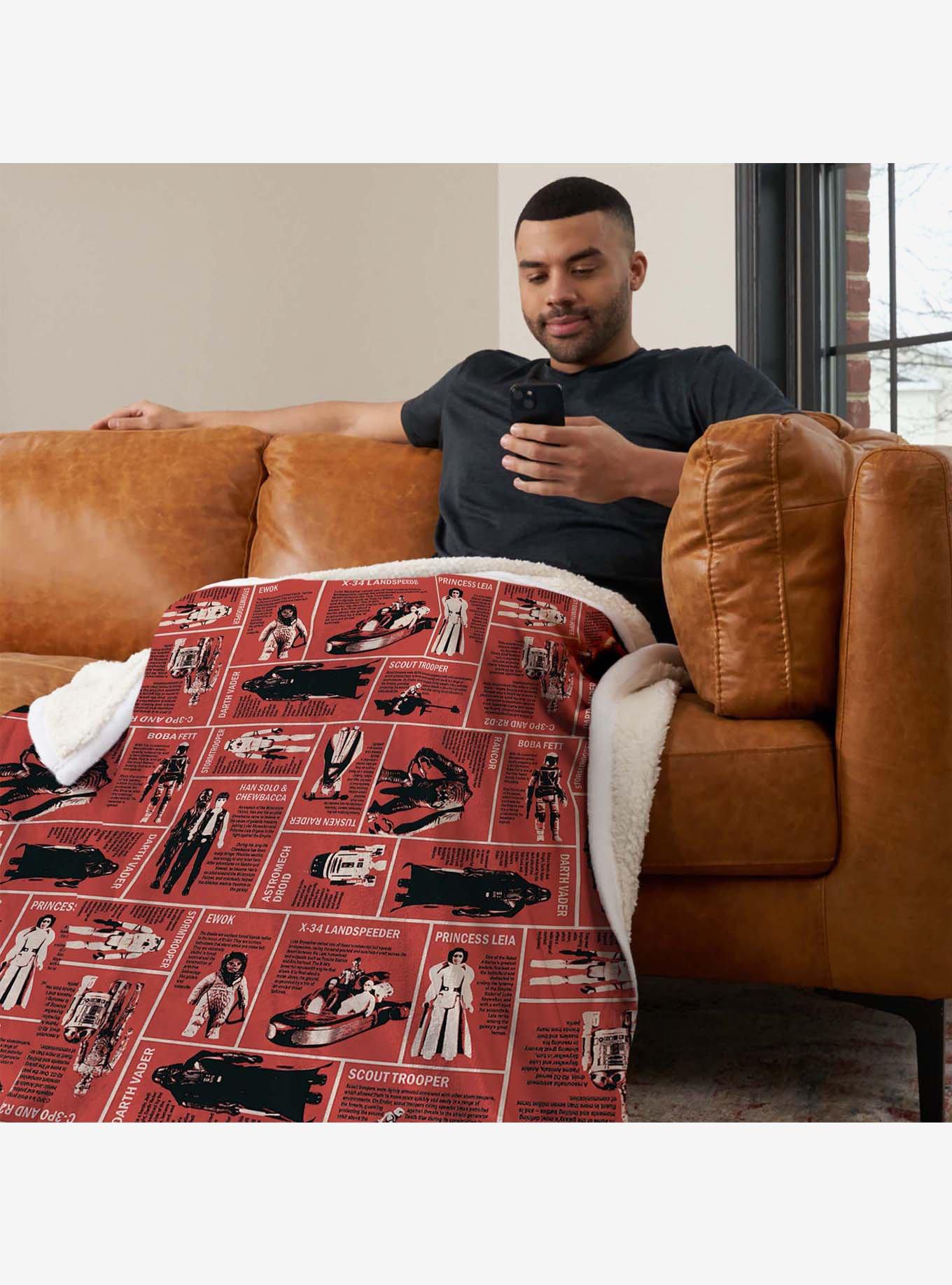 Star Wars Classic Repeats and Patterns Action Figures Silk Touch Sherpa Throw Blanket, , hi-res