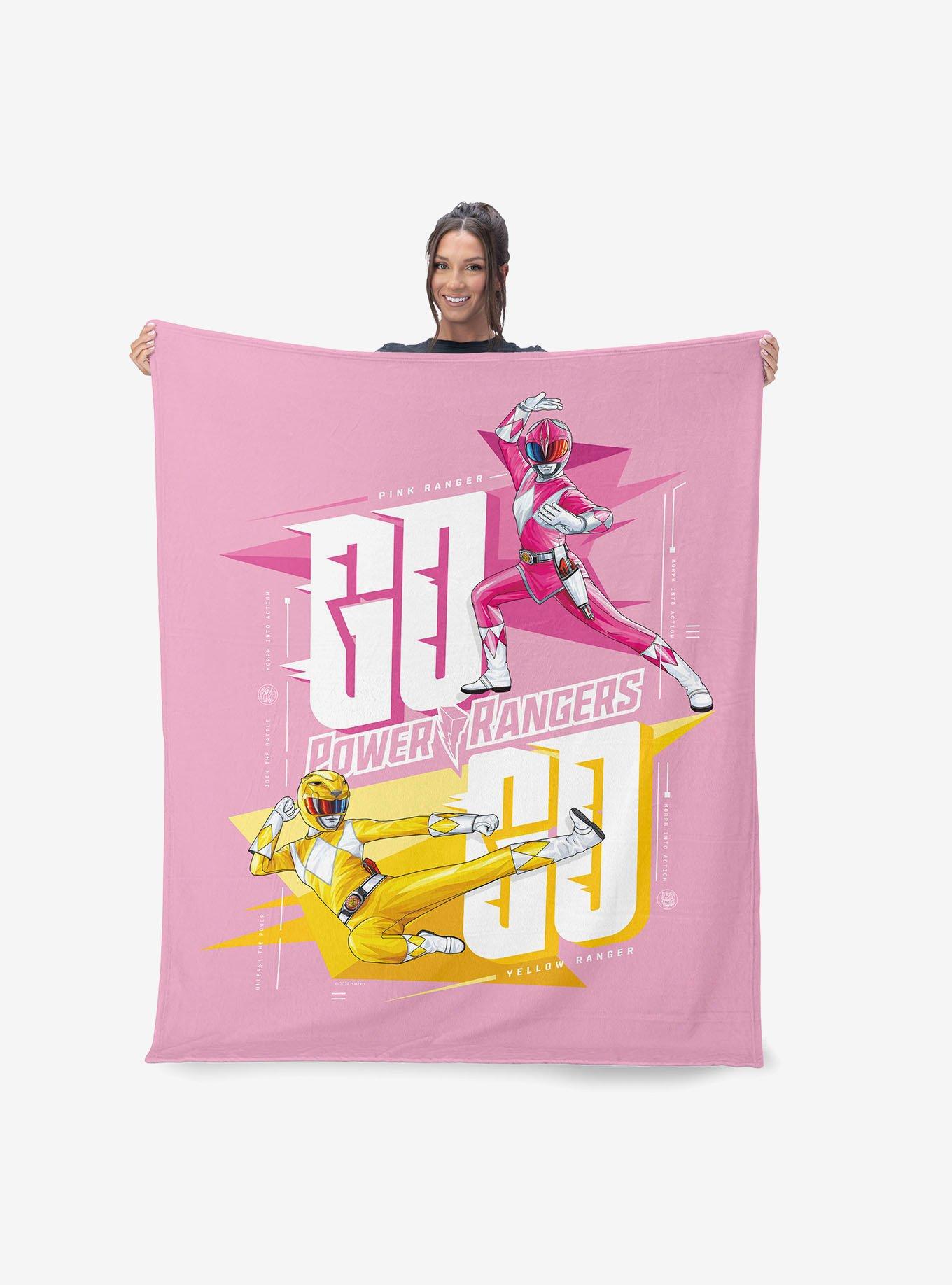 Mighty Morphin Power Rangers Pink and Yellow 40x50" Silk Touch Throw Blanket, , hi-res