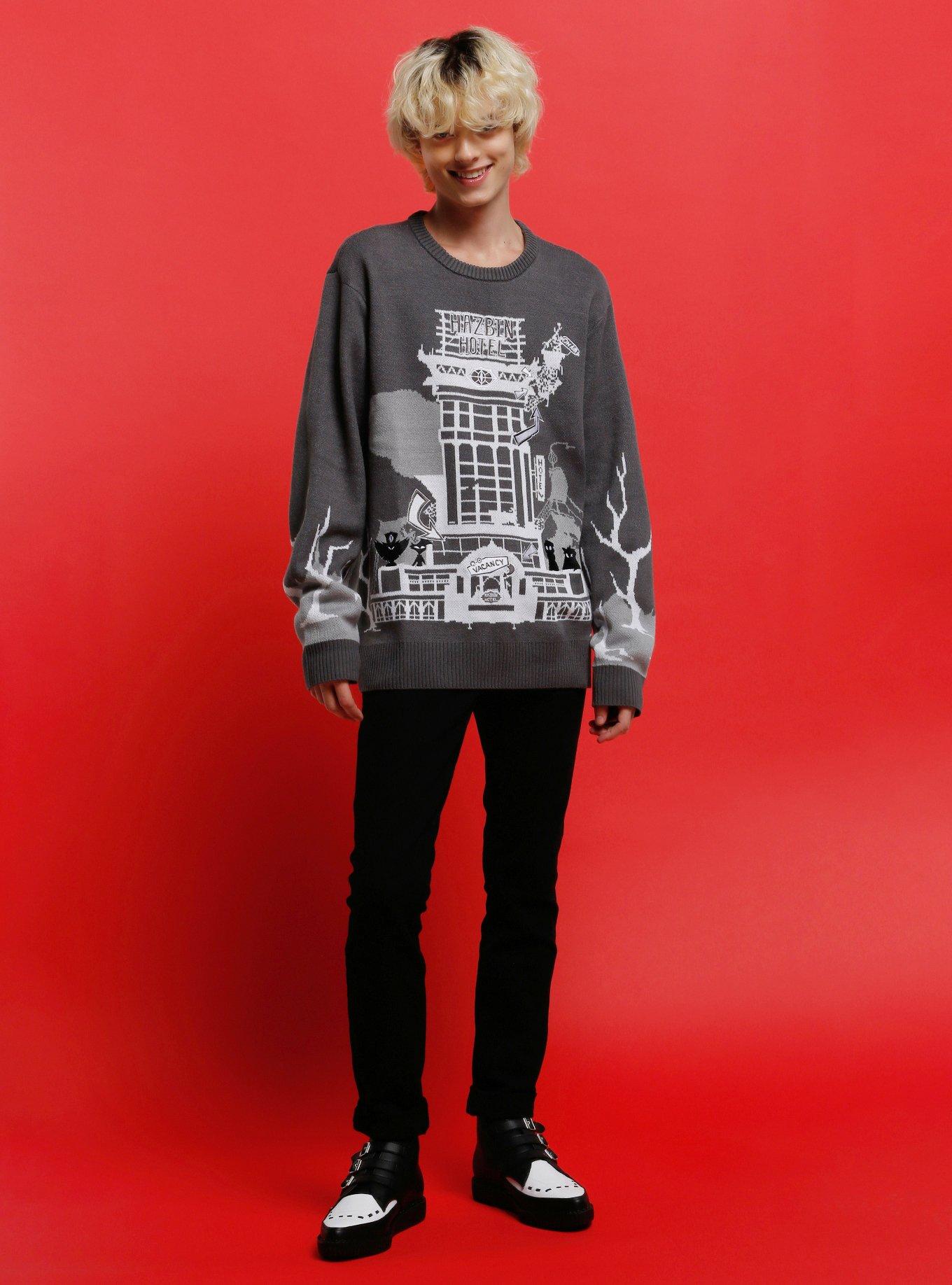Hazbin Hotel Alastor Intarsia Knit Sweater, BLACK, alternate