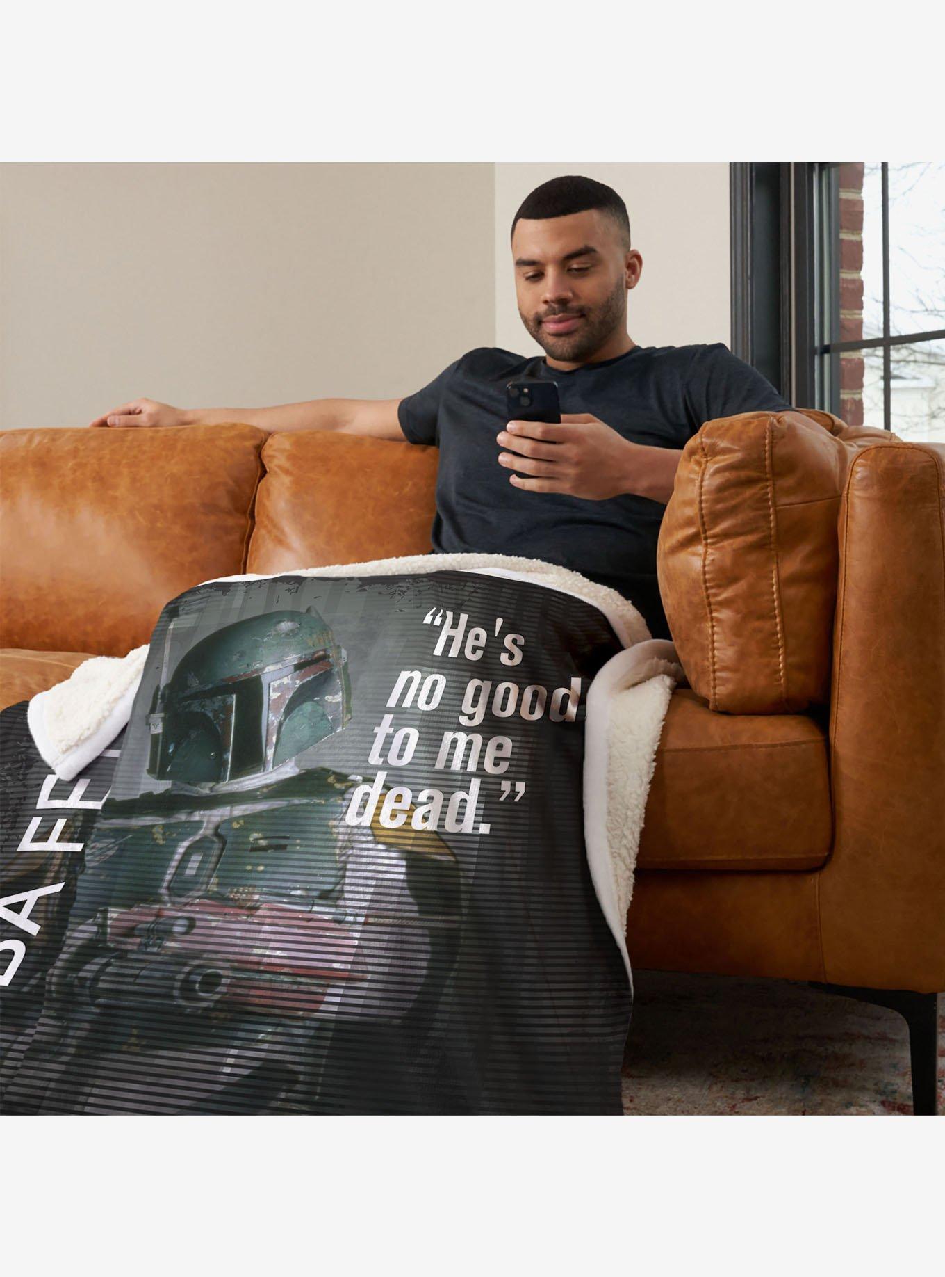 Star Wars Classic Quotes Boba Fett Silk Touch Sherpa Throw Blanket, , alternate