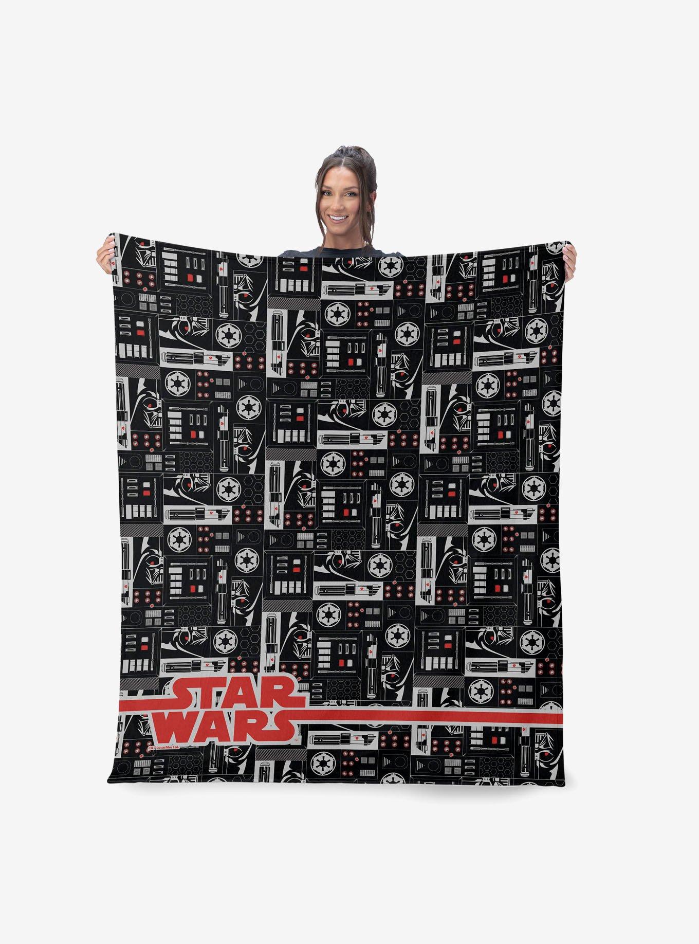 Star Wars Classic Repeats and Patterns Darth Vader Silk Touch Sherpa Throw Blanket, , alternate