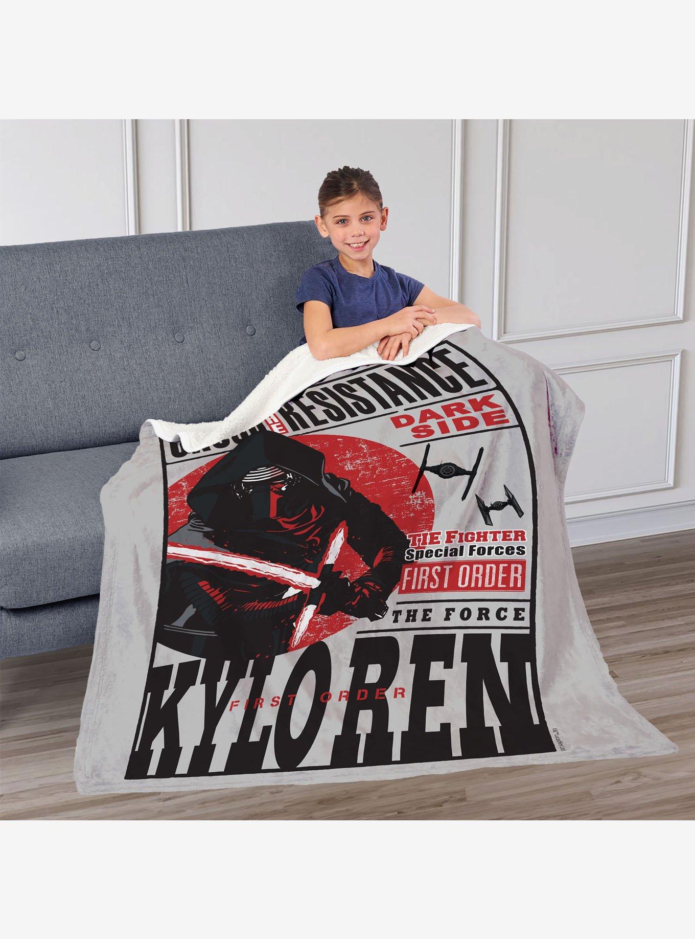 Star Wars Episode 8 Vintage Signage Kylo Ren Force Silk Touch Sherpa Throw Blanket, , hi-res