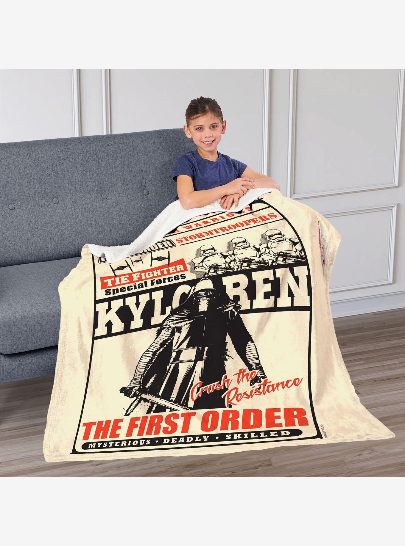Star Wars Episode 8 Vintage Signage Kylo Ren Crush Silk Touch Sherpa Throw Blanket, , alternate
