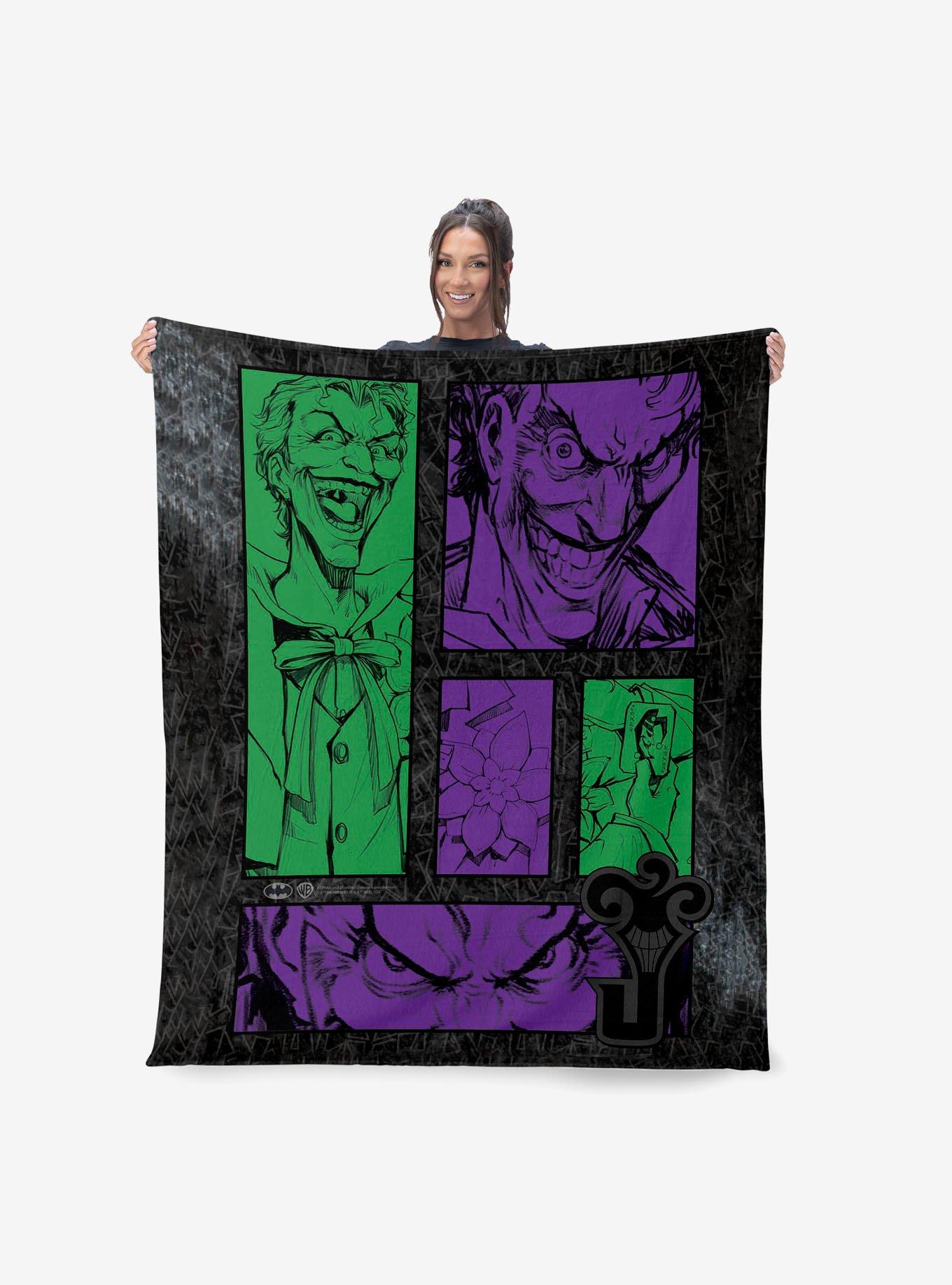 DC Comics Gotham Grin Silk Touch Sherpa Throw Blanket, , alternate